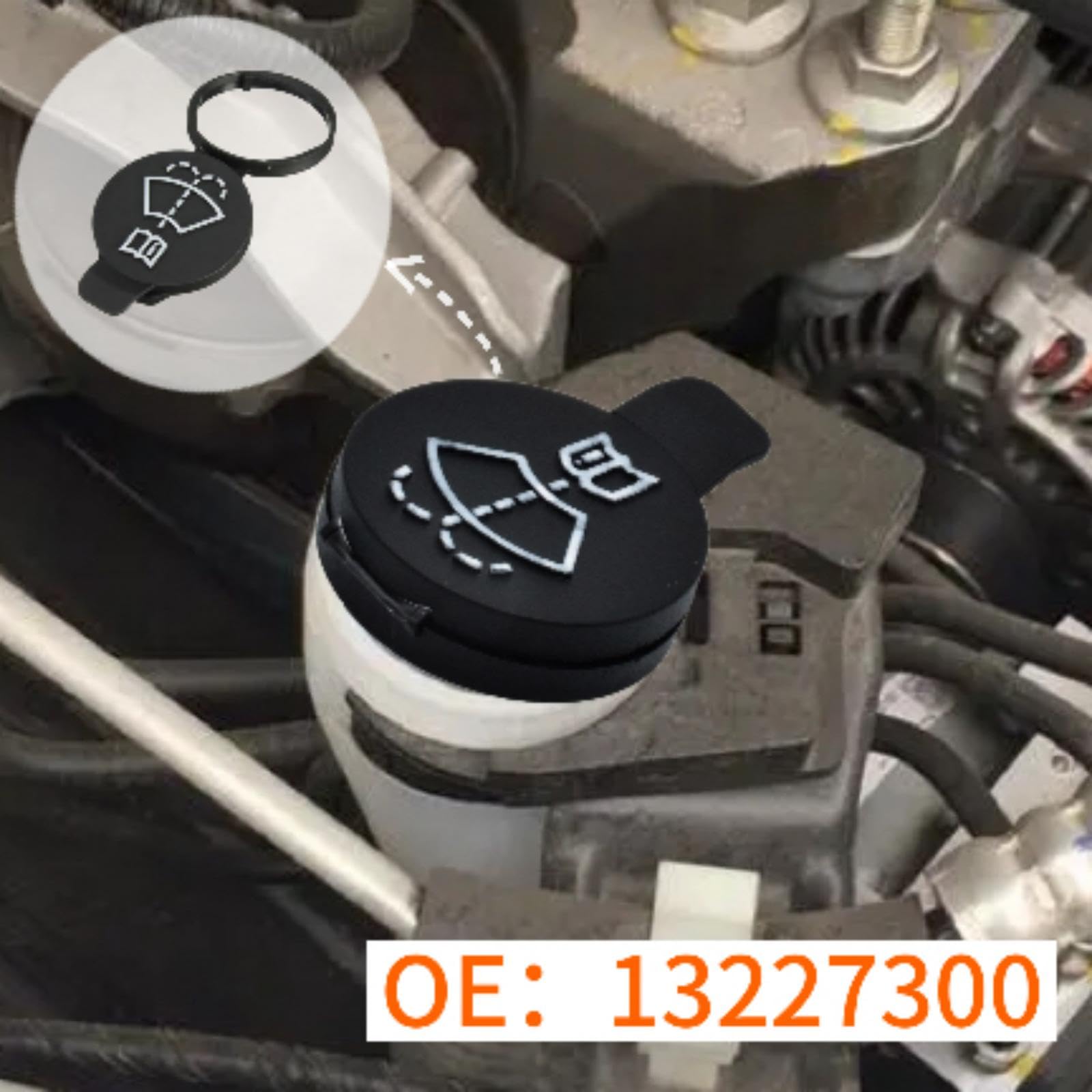 Oemassive Windshield Wiper Washer Fluid Reservoir Tank Bottle Cap, Car Washer Fluid Cap Compatible With Gmc Cadillac Chevrolet Buick Vauxhall Oem#:13227300