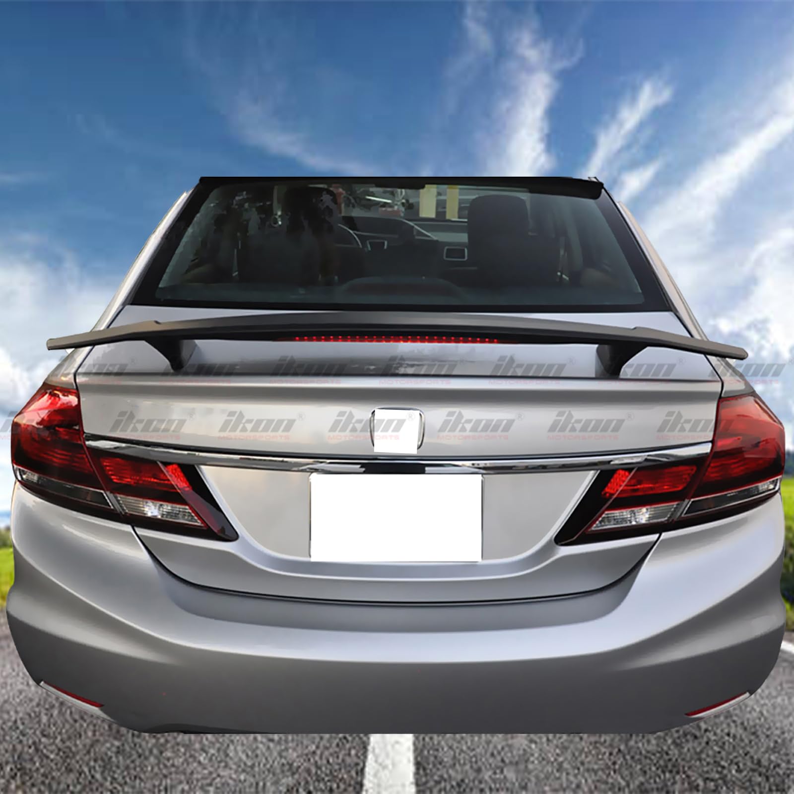 Trunk Spoiler Compatible with Universal Cars, IKON Style Glossy Black ABS Spoiler Wing BodyKit with 3rd Brake Light by IKON MOTORSPORTS