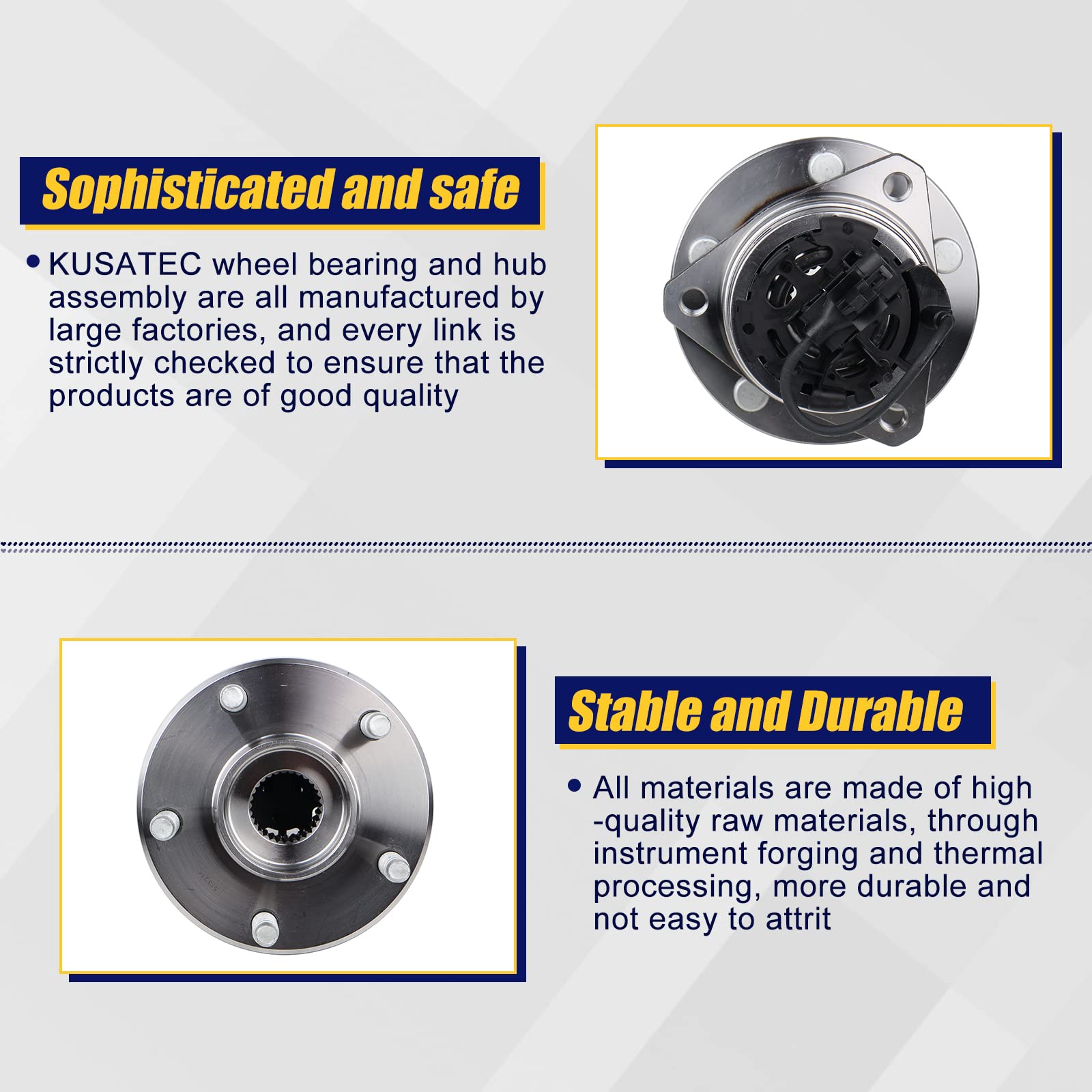 KUSATEC 513214 Front Wheel Bearing and Hub Assembly Compatible with Chevy Cobalt HHR 2008 2009 2010, Chevy Malibu 2004-2012, Pon