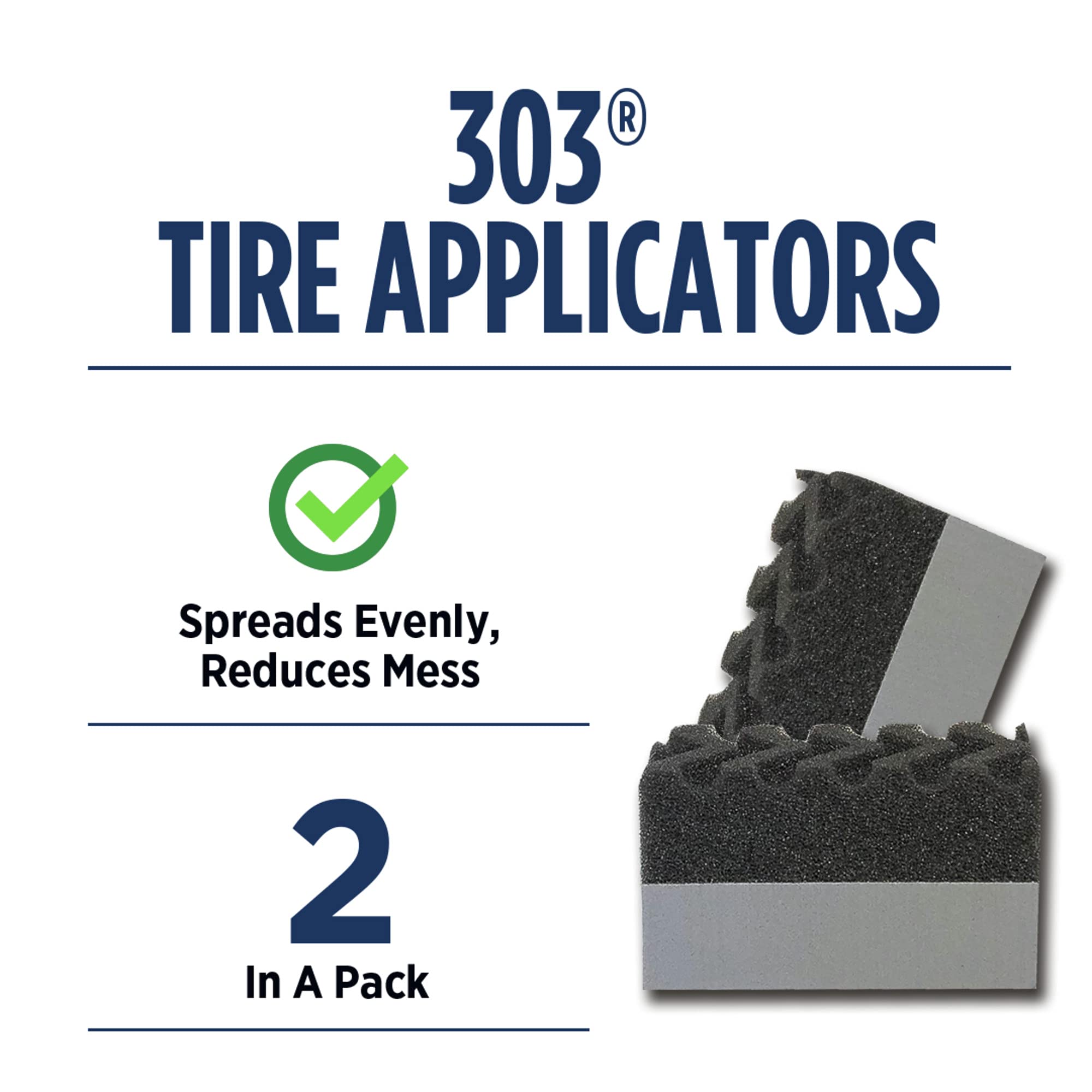 303 Products Tire Shine/Tire Dressing Applicator Pads - Perfect For Using To Apply Tire Shine, Tire Wet, Tire Gel, Or Tire Balm - Superior Product Application - Reduce Mess, 2 Pack (39025), Gray