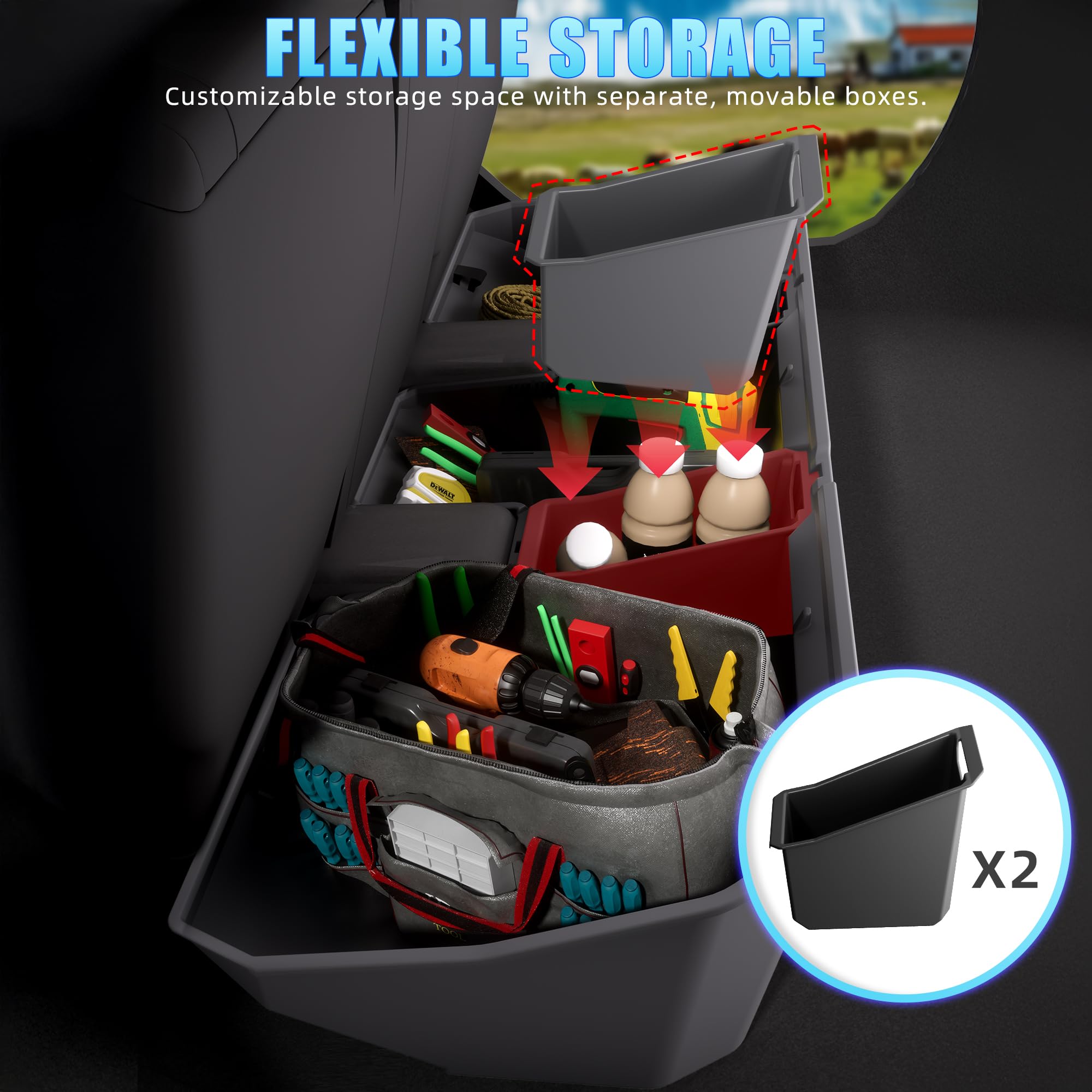 WHALEMOTOR Underseat Storage Compatible with Cybertruck 2024, Rear Under Seat Organizer Cargo Box For Cybertruck 24 Accessories,