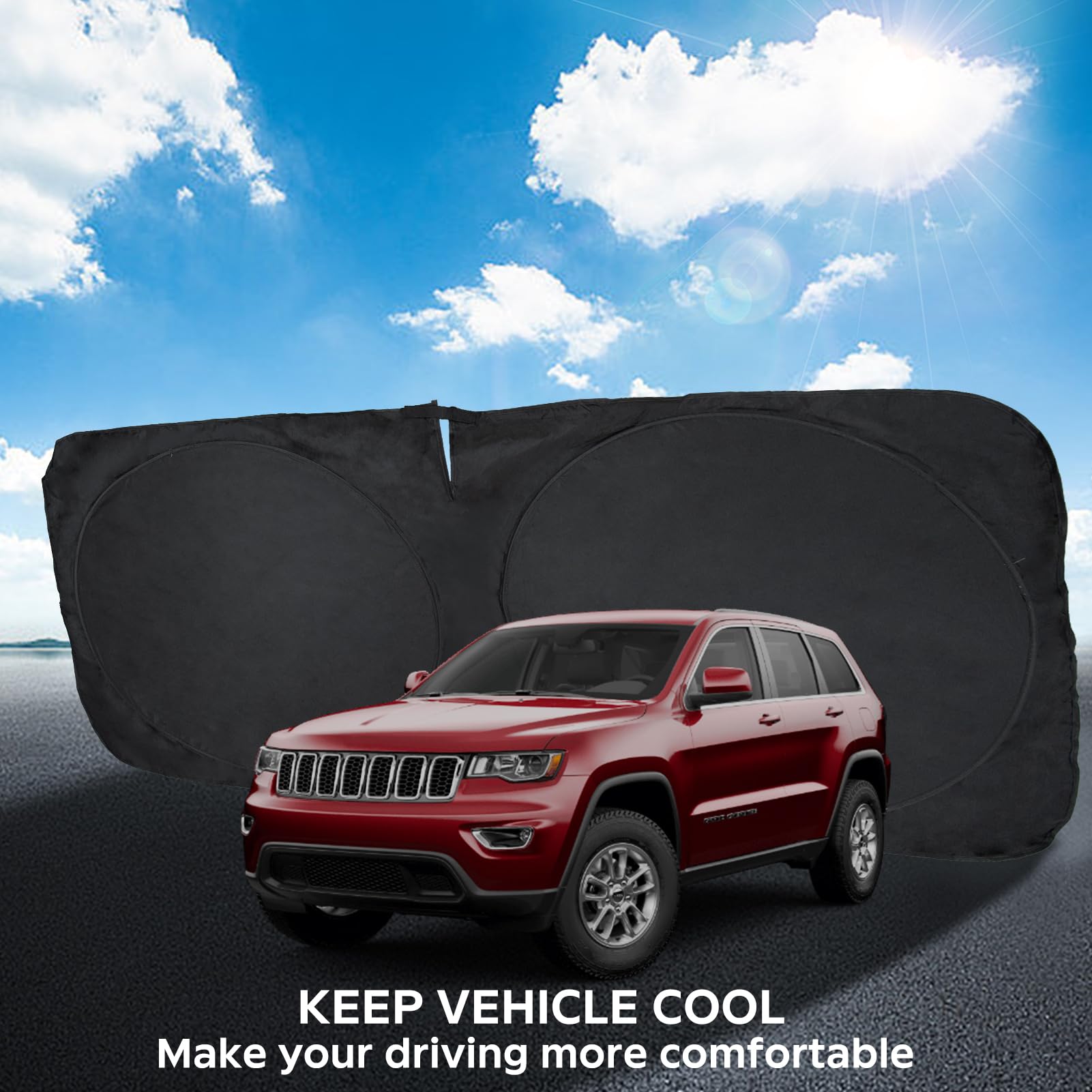 Windshield Sun Shade For 2024 Cherokee Car Windshield Cover, Custom Fit For Jeep Cherokee 2014-2023 2024 Ultimate Sun Protection