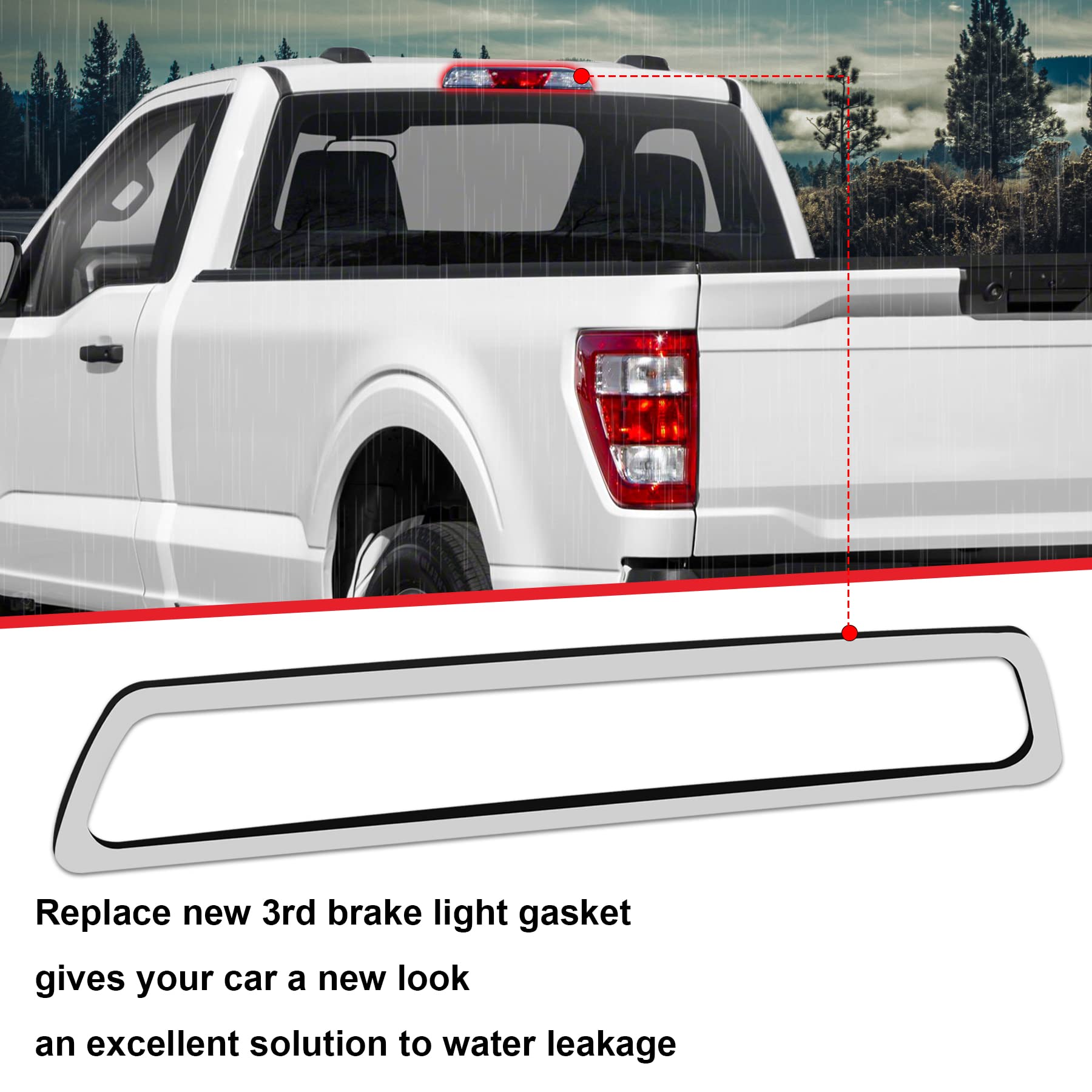 Hercoo 3Rd Third Brake Light Gasket Seal Compatible With Ford F150 2009 To 2014 Hight Mount Stop Lamp Assembly, Single Sided Adhesive