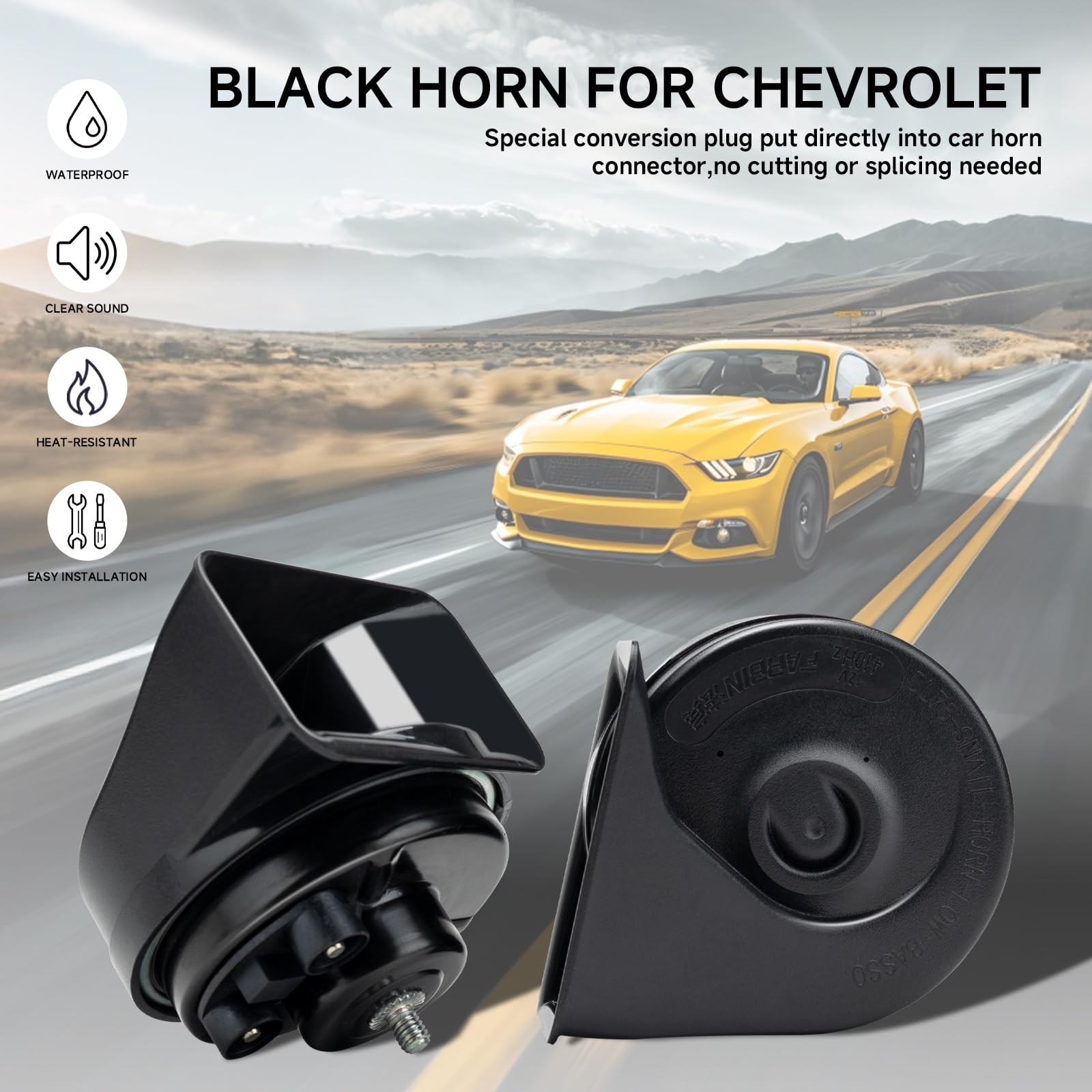 Farbin Special Interface Auto Horn Compatible With Chevrolet 12V Car Horn Loud With Protective Grill Dual-Tone Electric Snail Ho