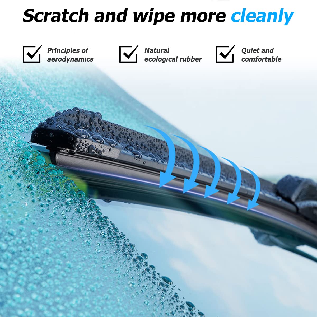 4Pcs Car Windshield Wiper Blade Strips, Diy Silicone Car Frameless Window Boneless Replacement, Auto Adjustable Insert Rubber Wi
