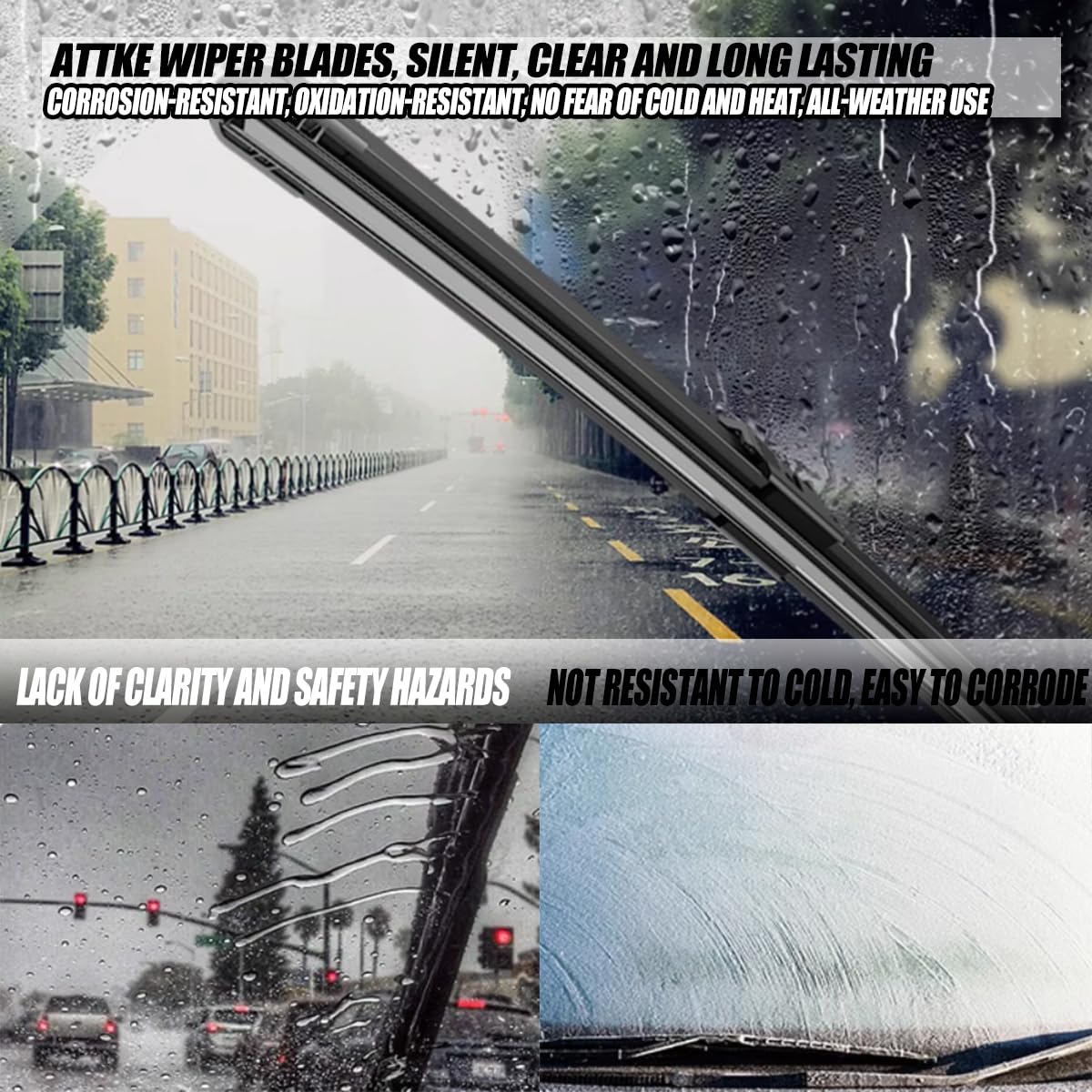 Attke Oem Quality Front Windscreen Wiper Blades For Ford Escape 2005-2007/Escort 1994-2003 Honda Civic 1996-2000/Toyota Rav41996