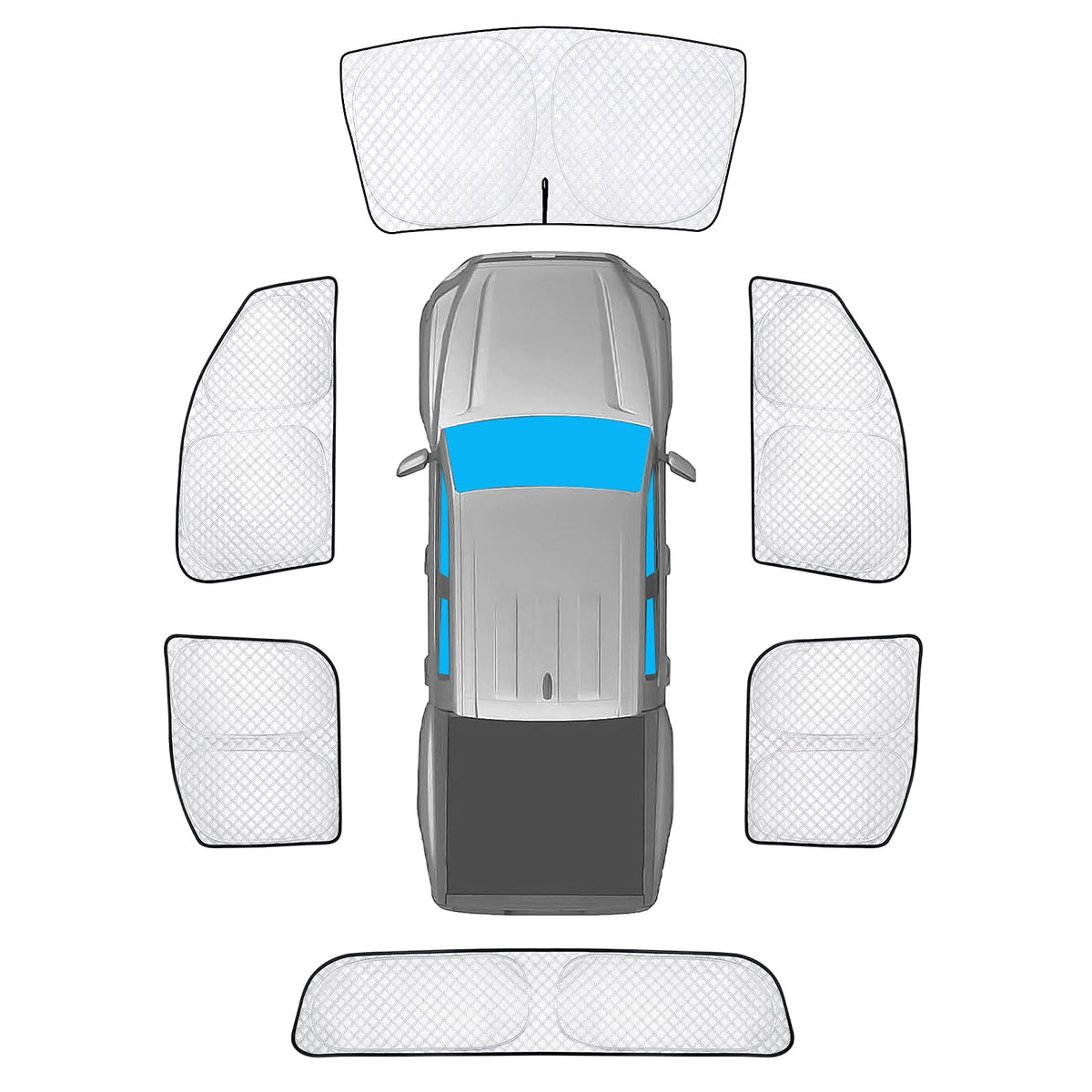 Kmf 6Pcs Full Window Sun Shade Custom Fit For 2025 Toyota Tacoma 2024 Accessories, Privacy Car Window Covers Sunshade For Windsh