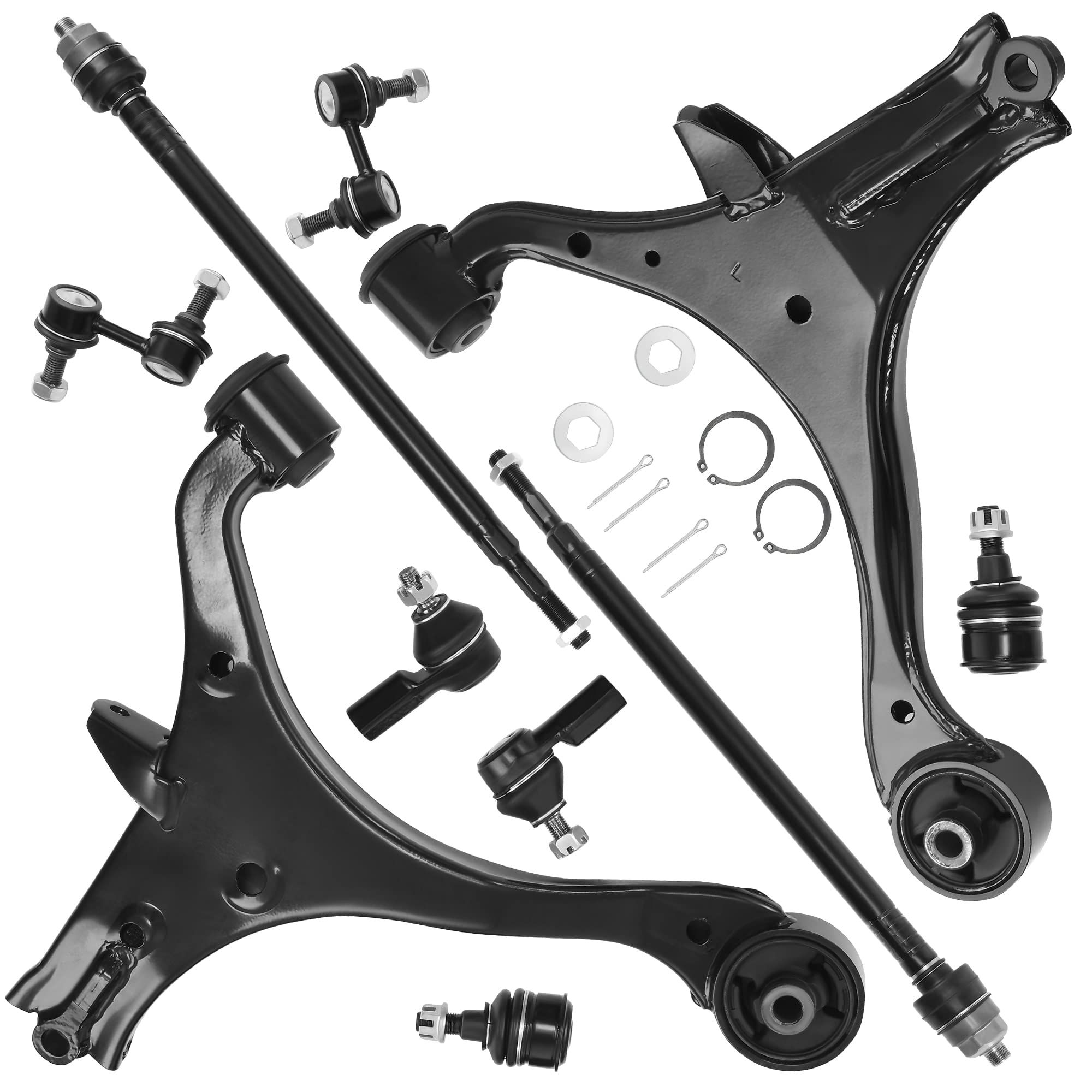 Autosaver88 Front Supension Kit Compatible With 2001-2005 Civic(Non-Si)/Acura El -W/Control Arm, Ball Joint, Sway Bar Link, Tie