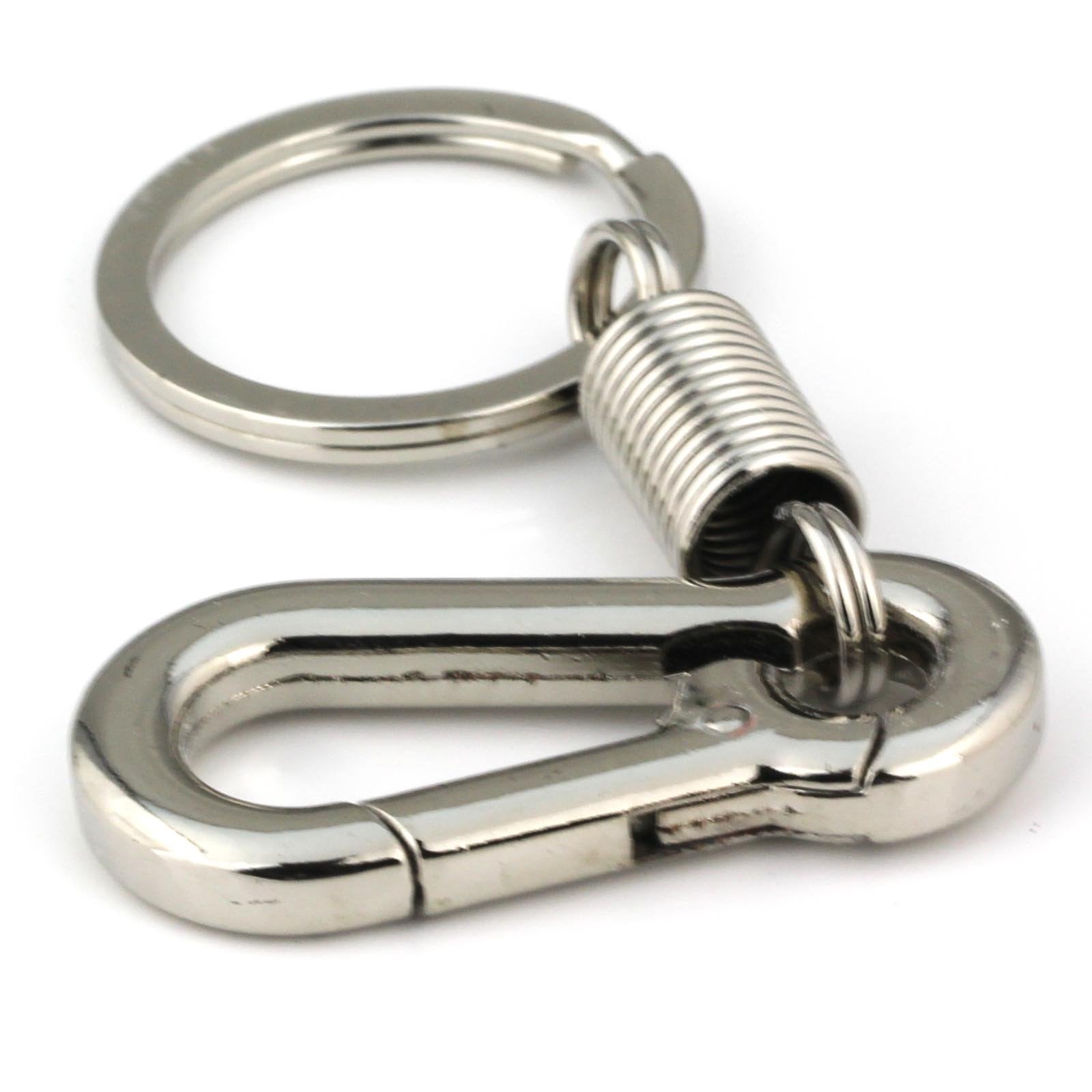 Maycom Retro Style Simple Strong Carabiner Shape Keychain Key Chain Ring Keyring Keyfob Key Holder (Polished Silver)