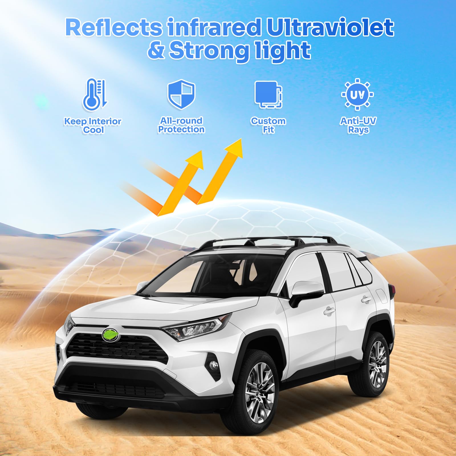 Canvcle Sunshades For 2013-2018 Toyota Rav4 Accessories Sun Shade Side Rear Window Shade Cover Sun Visor Shield Privacy Protecti