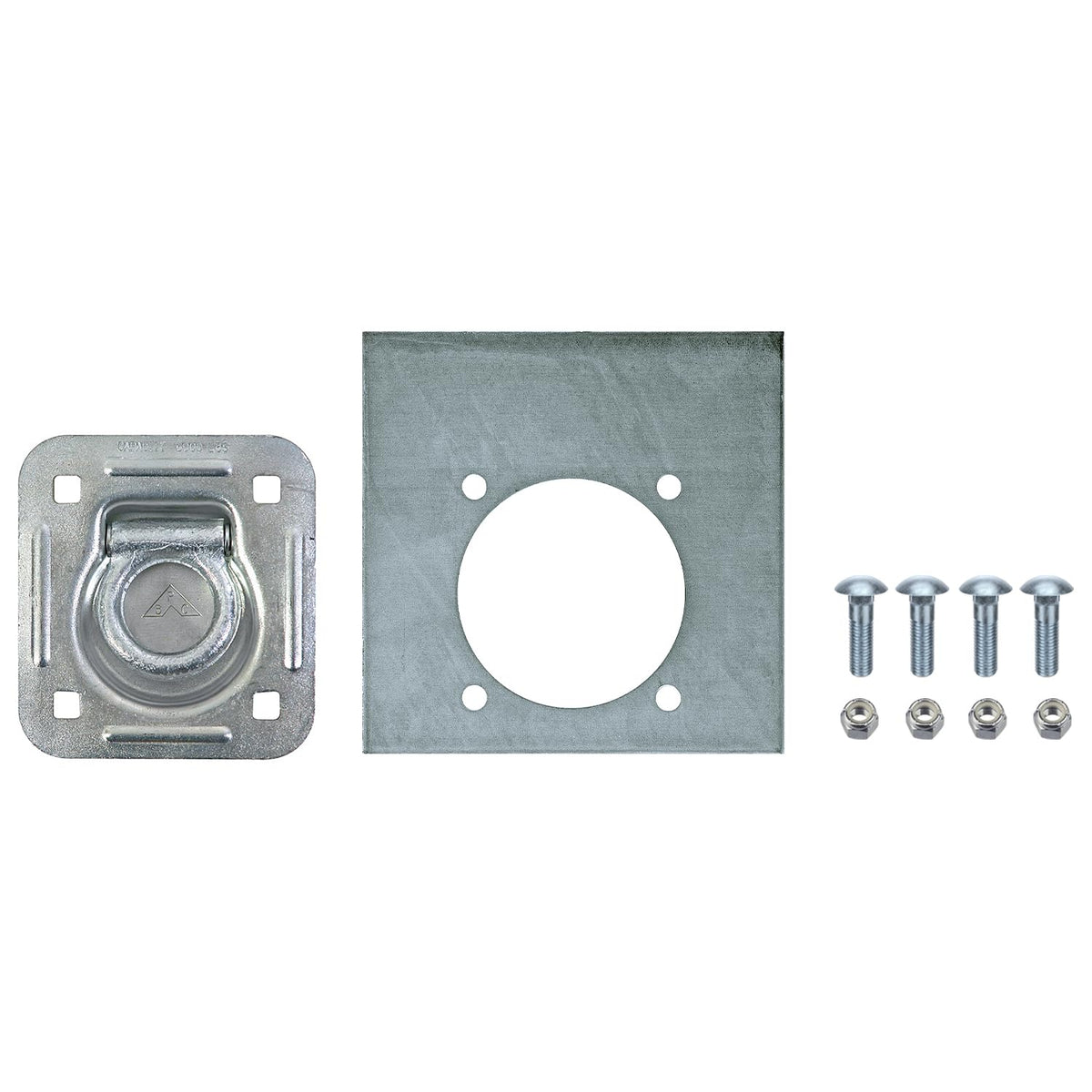 Buyers Products B801AK Heavy Duty Recessed Rope Ring Kit Includes B801A/B801BP/Mounting Hardware, 2000lb WLL, Iron Construction,