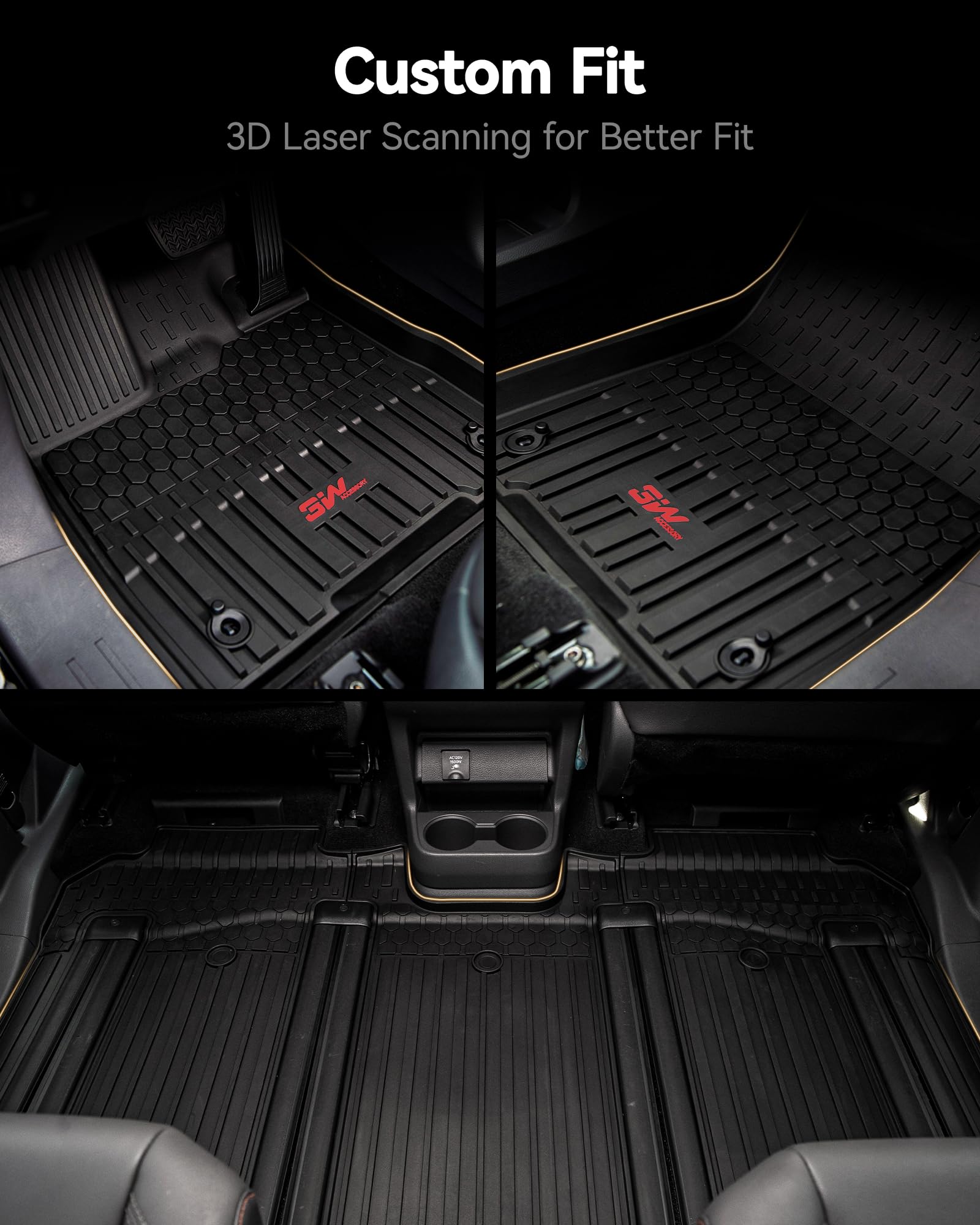 3W Floor Mats Fit Toyota Sienna 2021-2025(Only For 7 Seat), Tpe All Weather Custom Fit Floor Liner For Sienna 1St, 2Nd And 3Rd R