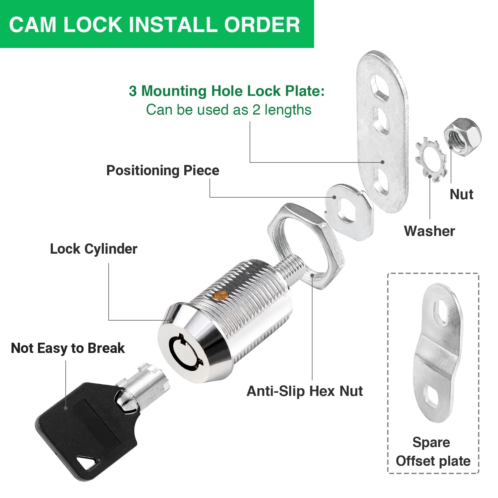 10 Pack Cabinet Lock With Keys, Rv Storage Locks, 7/8    Tubular Cam Lock Keyed Alike, Rv Locks For Storage Door Camper Cabinet