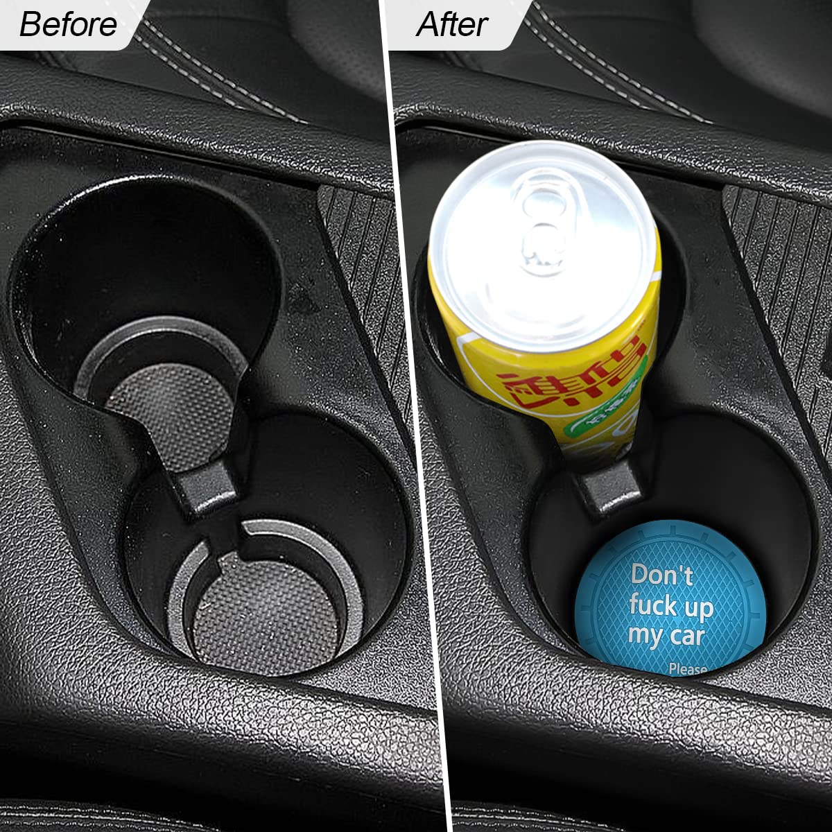 8Sanlione 2 Pack Car Cup Holder Coasters, 2.75 Inch Non-Slip Pvc Insert Cup Coaster, Anti-Scratch Auto Cup Mats For Women Men, V