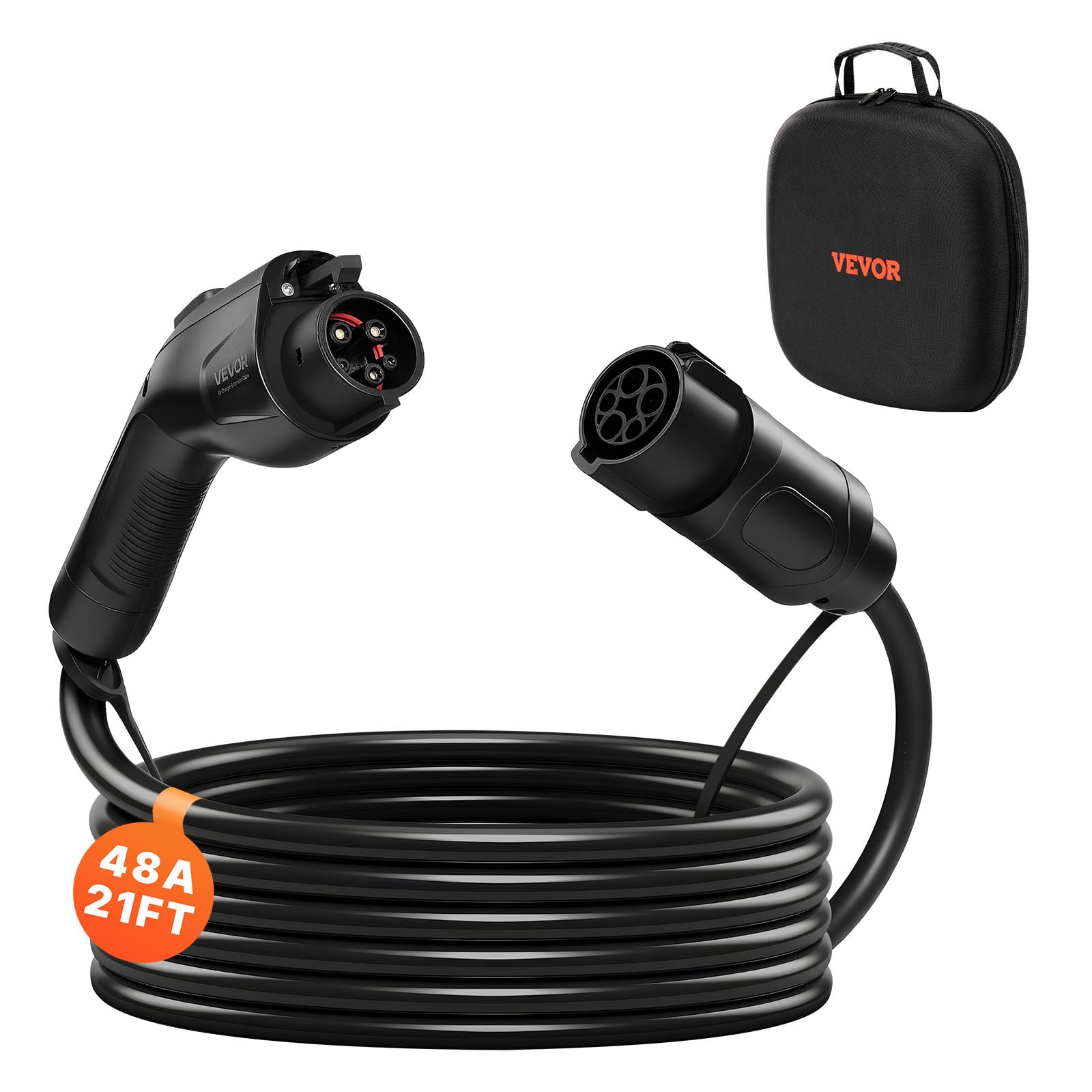 VEVOR EV Charger Extension Cable, 48Amp 21 ft J1772 Extension Cord Compatible with 120V-240V SAE J1772 Electric Vehicle Chargers