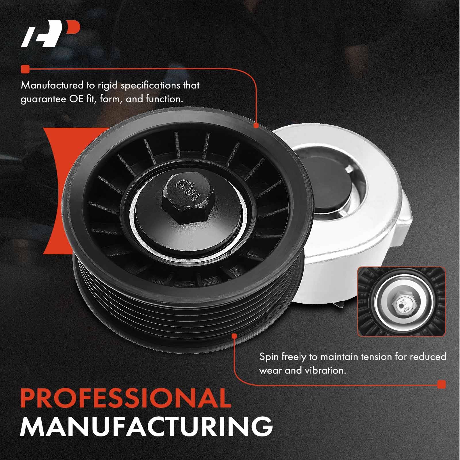 A-Premium Belt Tensioner Assembly With Pulley Compatible With Dodge Ram 1500 2500 1994-2003 & Jeep Grand Cherokee 1993-1998, Rep