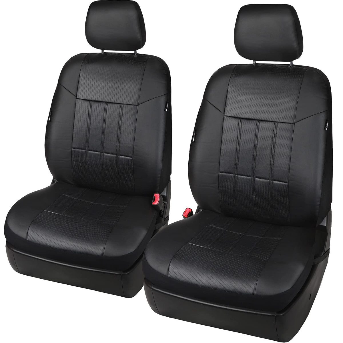 Leader Accessories Auto 2 Leather Car Seat Covers Black Universal Fit Cars Suv Trucks Front Seats With Airbag