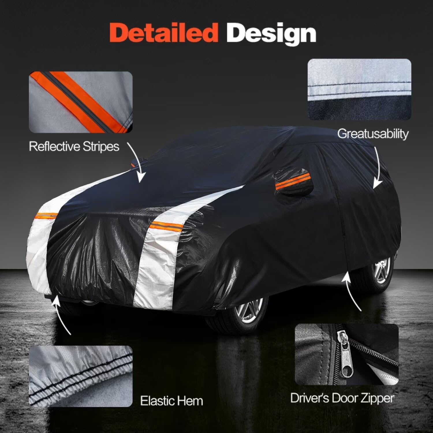 Minivan Car Cover for Toyota Sienna 100% Waterproof All Weather, Heavy Duty Outdoor Full Exterior Covers Rain Sun Wind UV Protec
