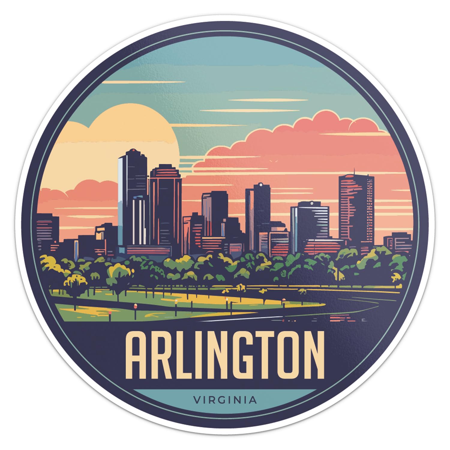 Arlington City Sticker - Waterproof Vinyl Decal for Car Bumper, Laptop, Water Bottle, Wall, and Window, Size - 3'' Longer Side