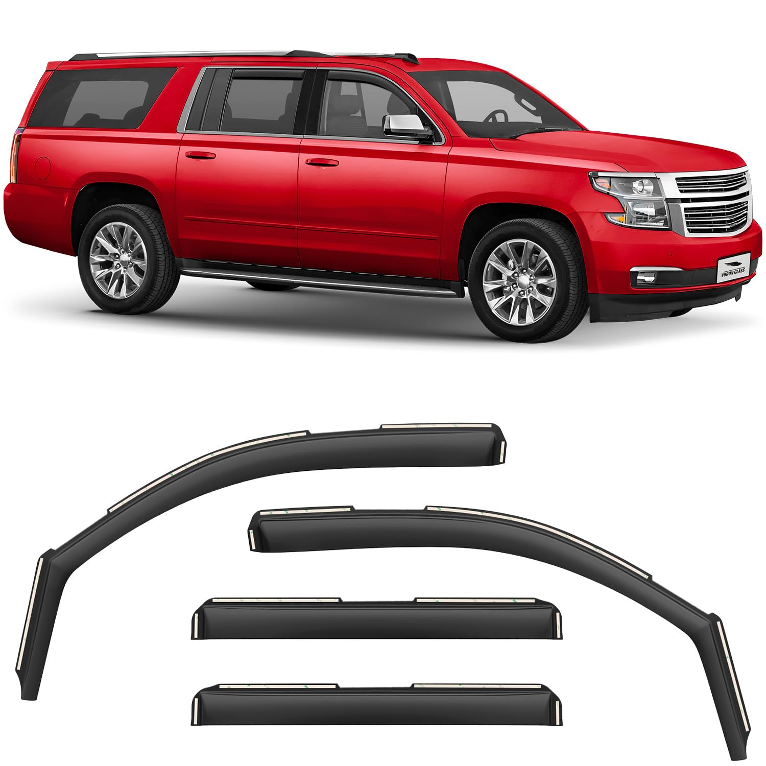 Gearzaar Window Visors / Rain Guards For 2015-2020 Chevy Suburban, GMC Yukon XL, Escalade ESV (4PC Slim Style)
