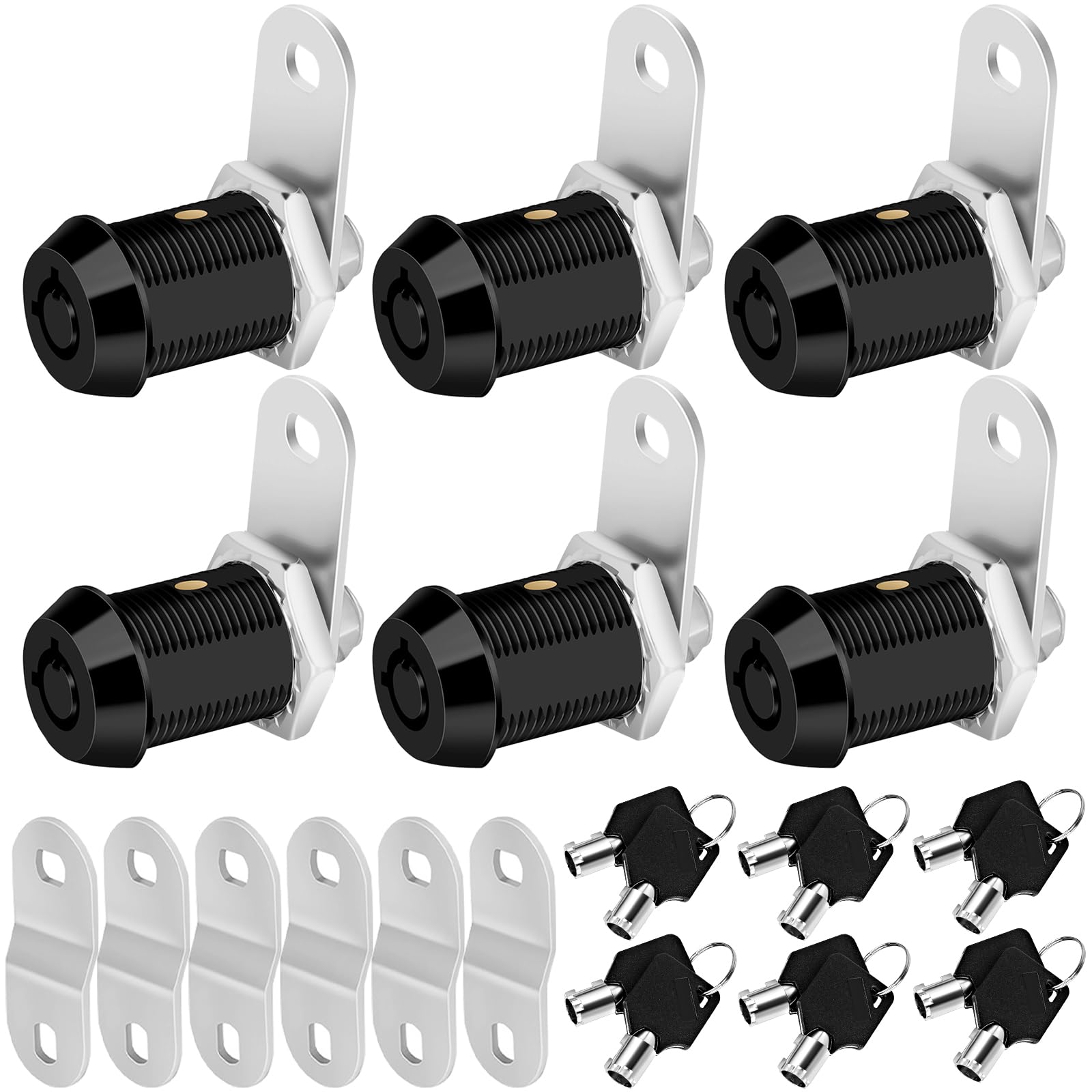Sissinda Black Rv Storage Locks, 7/8    Fits 9/16    Max Door Thickness, Keyed Alike Rv Compartment Locks (Black 7/8 Inch 6Pack)