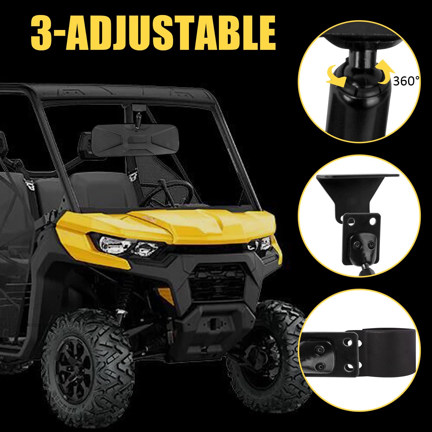 Ransoto Utv Defender Rear View Center Mirror Compatible With Can-Am Defender Hd 5/8/ 10/ Max 8/ Max 10 And Polaris Rzr Can-Am Maverick Honda Pioneer Kawasaki Teryx