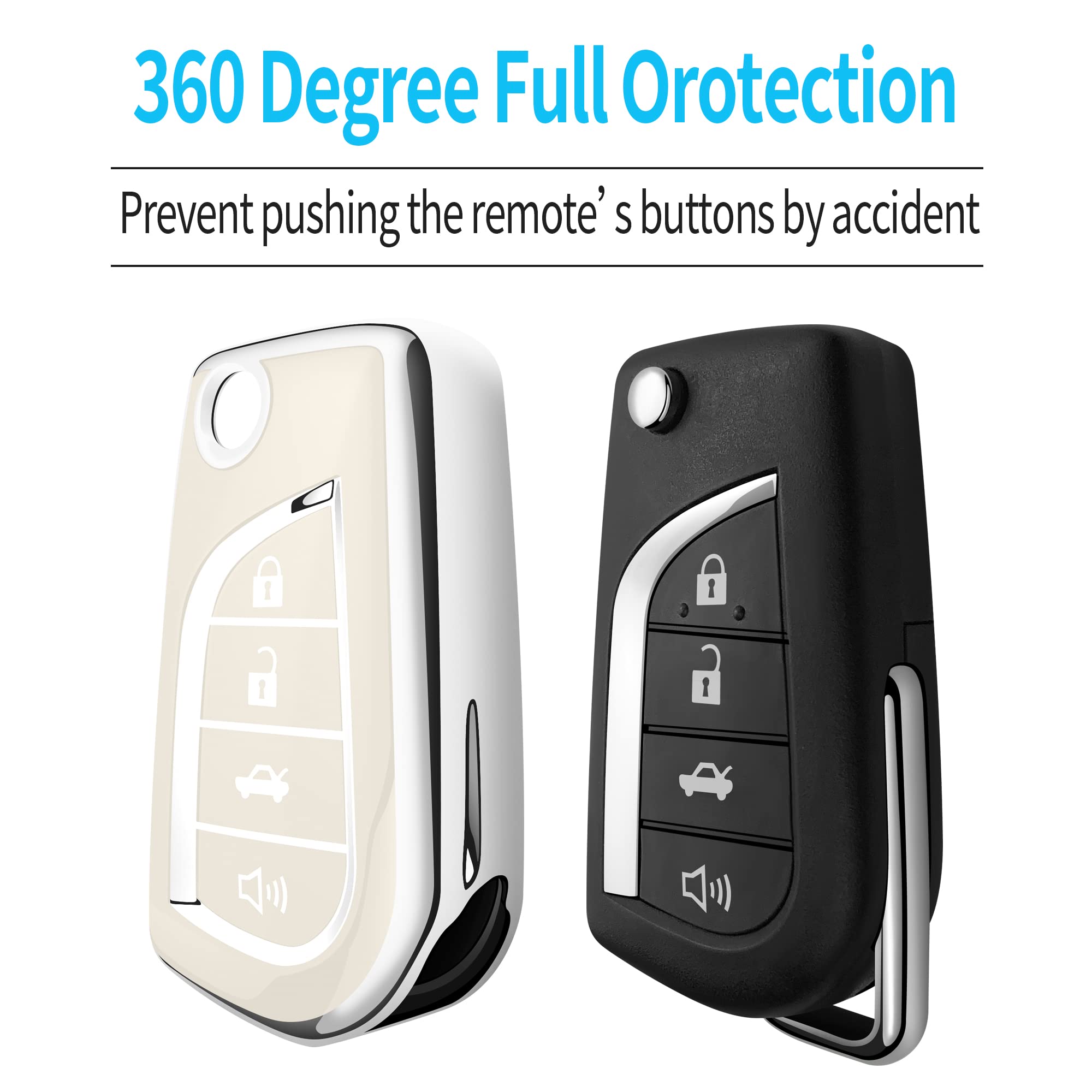 Tukellen for Toyota Key Fob Cover Special Soft TPU Key Case Key Shell Compatible with Fortuner Tundra Camry RAV4 Highlander Chal