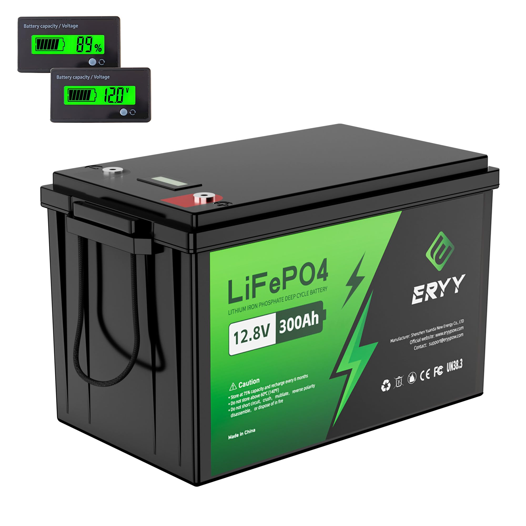 12V 300Ah Lifepo4 Battery, 12V Lithium Battery With 200A Bms, 3840Wh Energy, Deep Cycle Battery, Lithium Iron Phosphate Battery