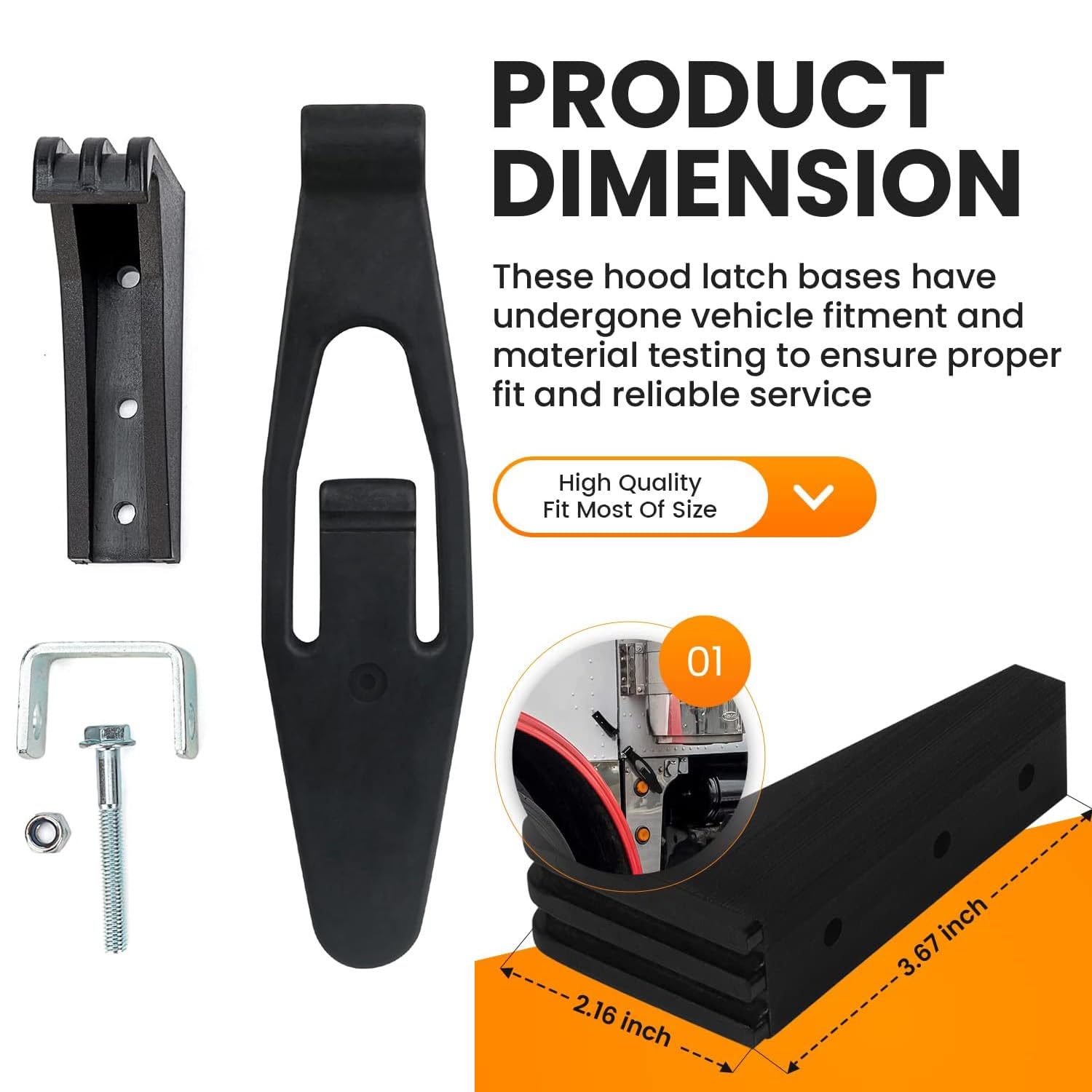 Hood Latch Base 315-5401 Compatible With Kenworth W900 T300 T600 T800 Replace L56-0001 (2Pc)