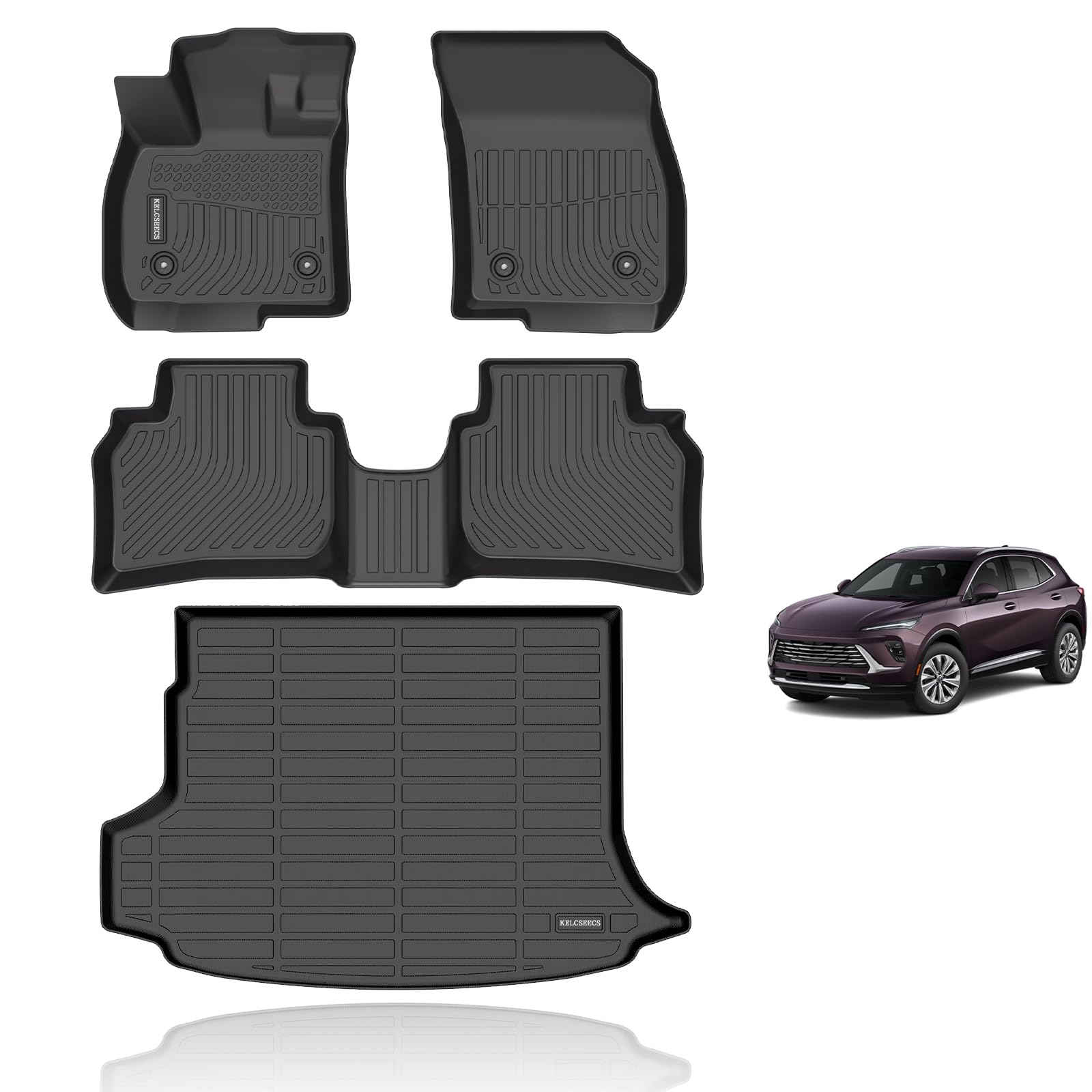 KELCSEECS Floor Mats & Cargo Liner Custom for Buick Envision 2021-2025 All Weather Protection TPE Floor Liners Front & Rear Row 