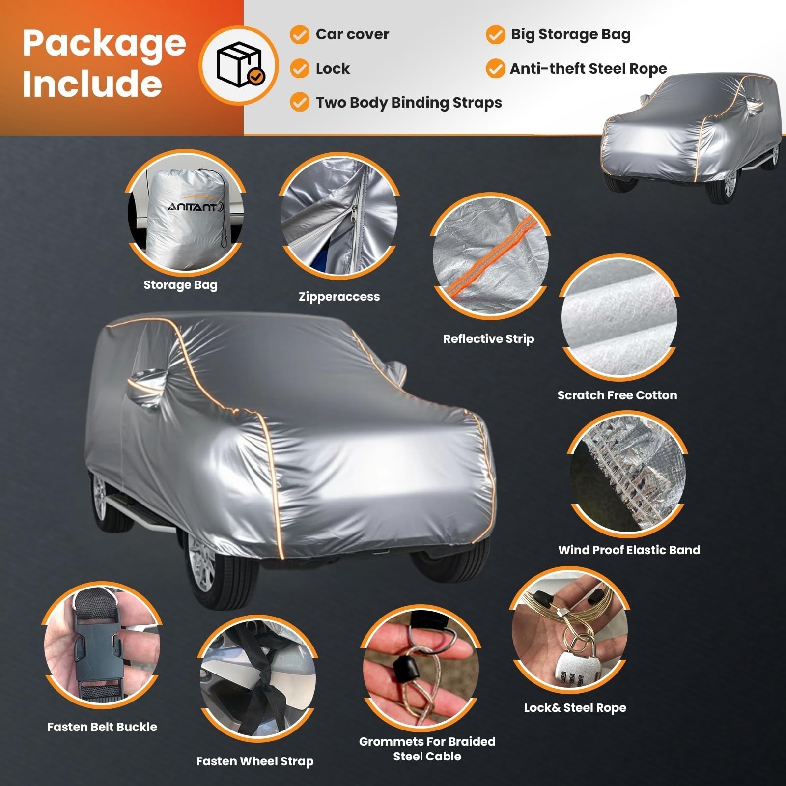 Anitant Suv Snow Cover Protector Suv Cover Full Exterior Covers Suv Cover Waterproof All Weather Durability Car Cover Suv Car Co