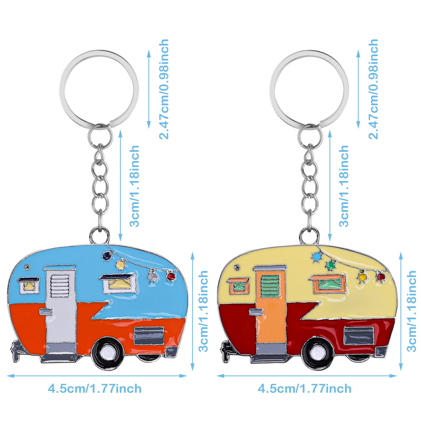 Thinp 2 Pieces Rv Camper Keychain, Retro Cute Keychains For Travel Trailer Decor