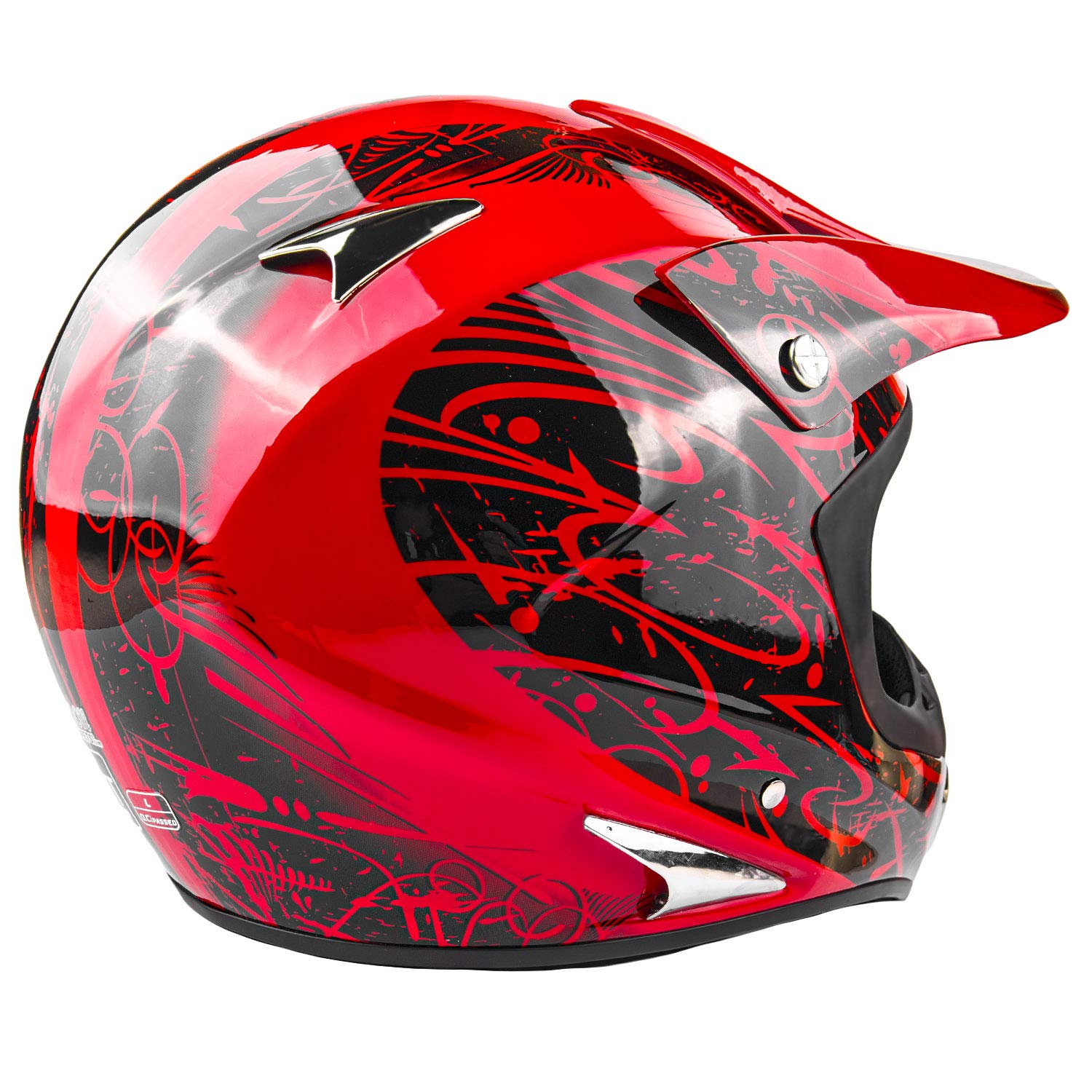 Typhoon Adult Atv Mx Helmet Goggles Gloves Gear Combo Black Red ( Small )