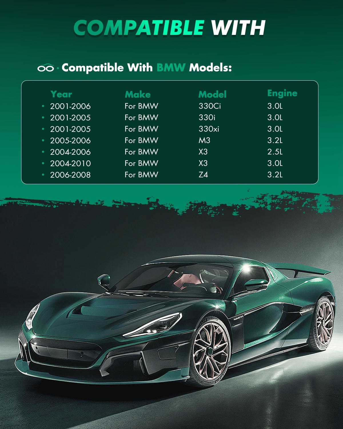 SCITOO Ceramic Brake Pads, 8pcs Front Rear Brake Pads Brakes Kits fit for 01-06 for 330Ci,01-05 for 330i,01-05 for 330xi,05-06 f