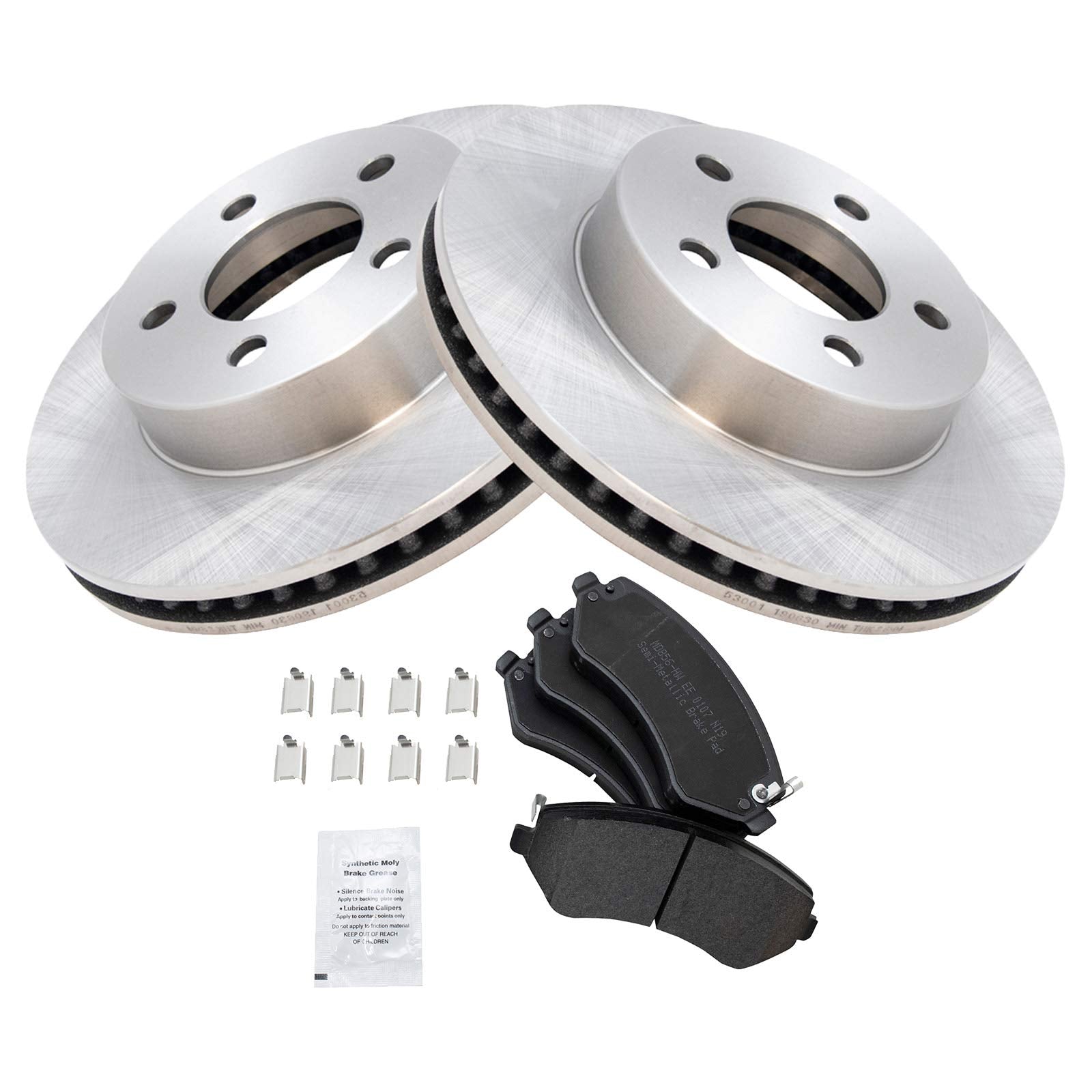 Trq Front Brake Pad & Rotor Kit Brake Pads Brake Rotor Semi-Metallic Compatible With 2002-2007 Jeep Liberty