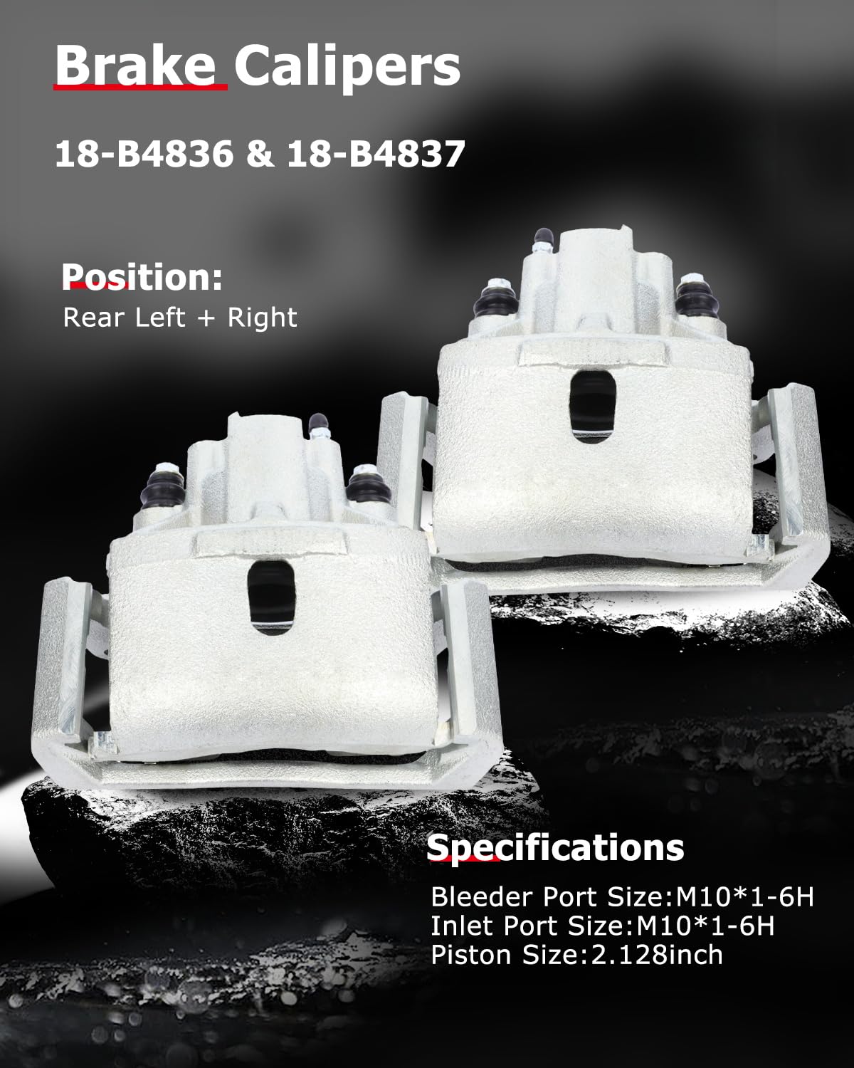 cciyu 18-B4836 18-B4837 Rear Left + Right Brake Calipers W/Bracket For Chrysler For Aspen 2007-2009,For Dodge For Durango 2004-2