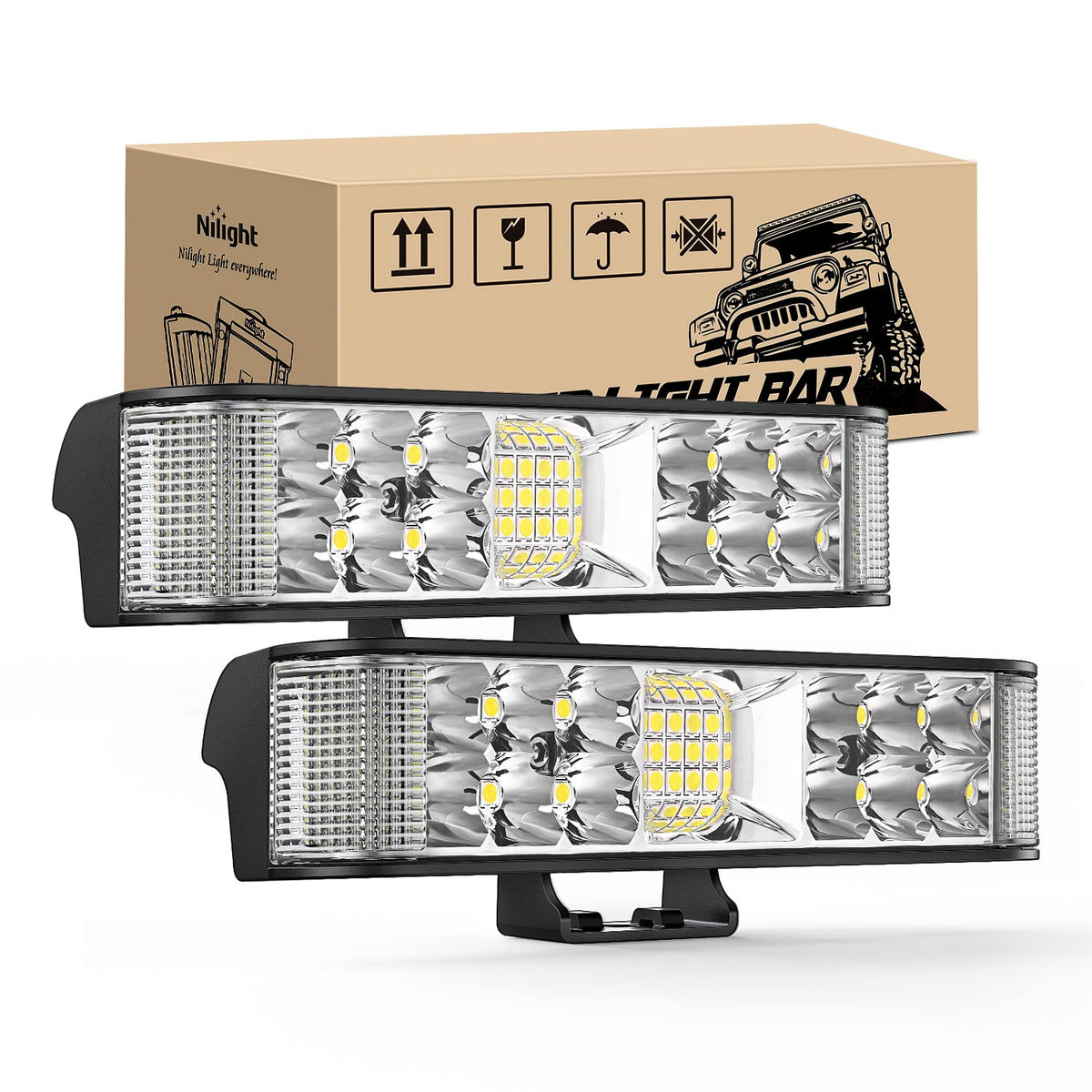 Nilight Side Shooter Led Light Bar / Pods 2Pcs 6.5 Inch 60W Flood Spot Beam Combo Fog / Driving Light Work Light For Truck Atv U