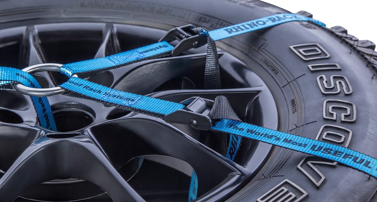 Rhino-Rack Spare Tire Strap, Stainless Steel Center Ring With 3 Straps, 2 Cam Buckles And Stainless Steel Ratcheting Tie Down St