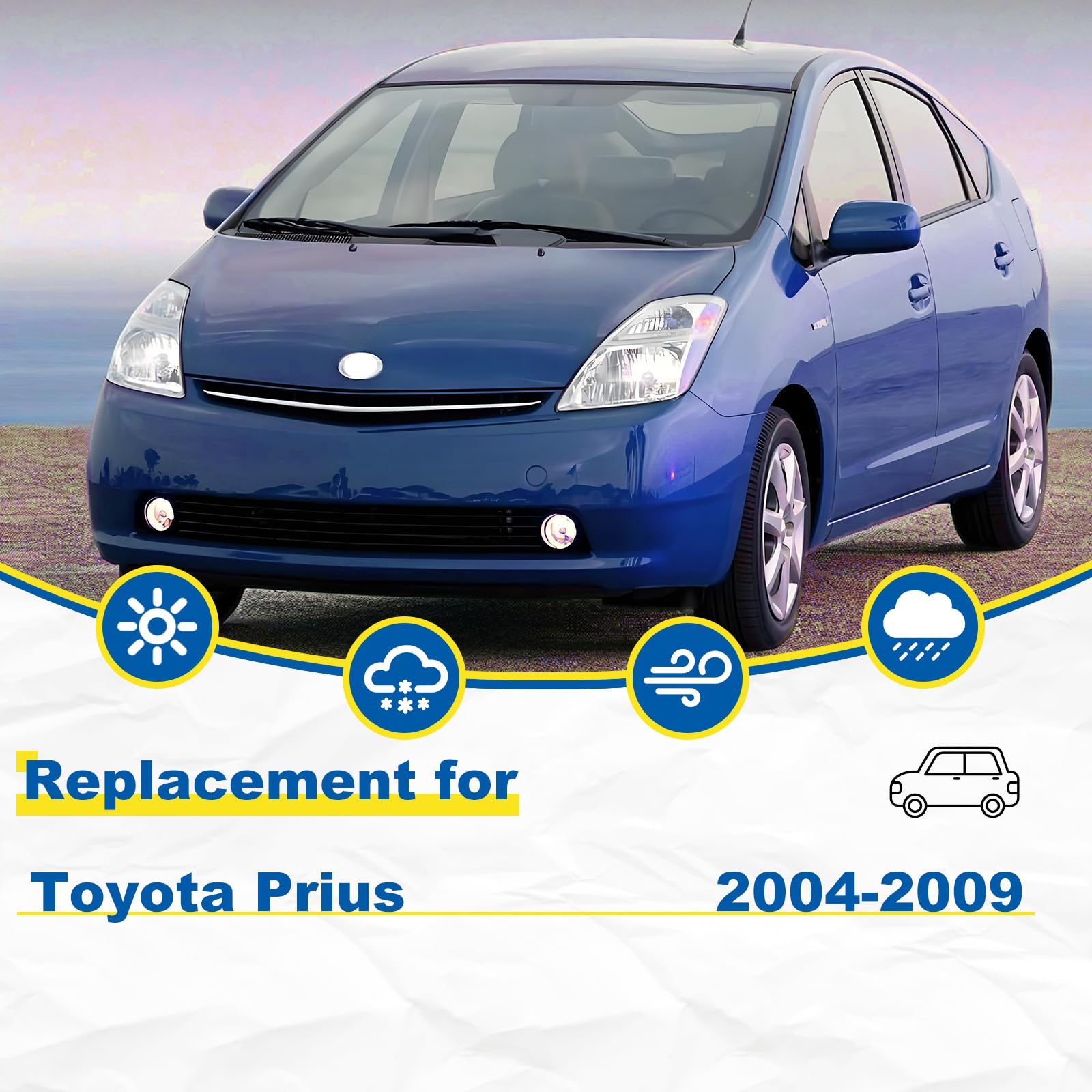 Hrsno 26''+18'' Windshield Wipers With 16'' Rear Wiper Blade Sets Automotive Replacement For Toyota Prius 2004-2009,Easy For Ins