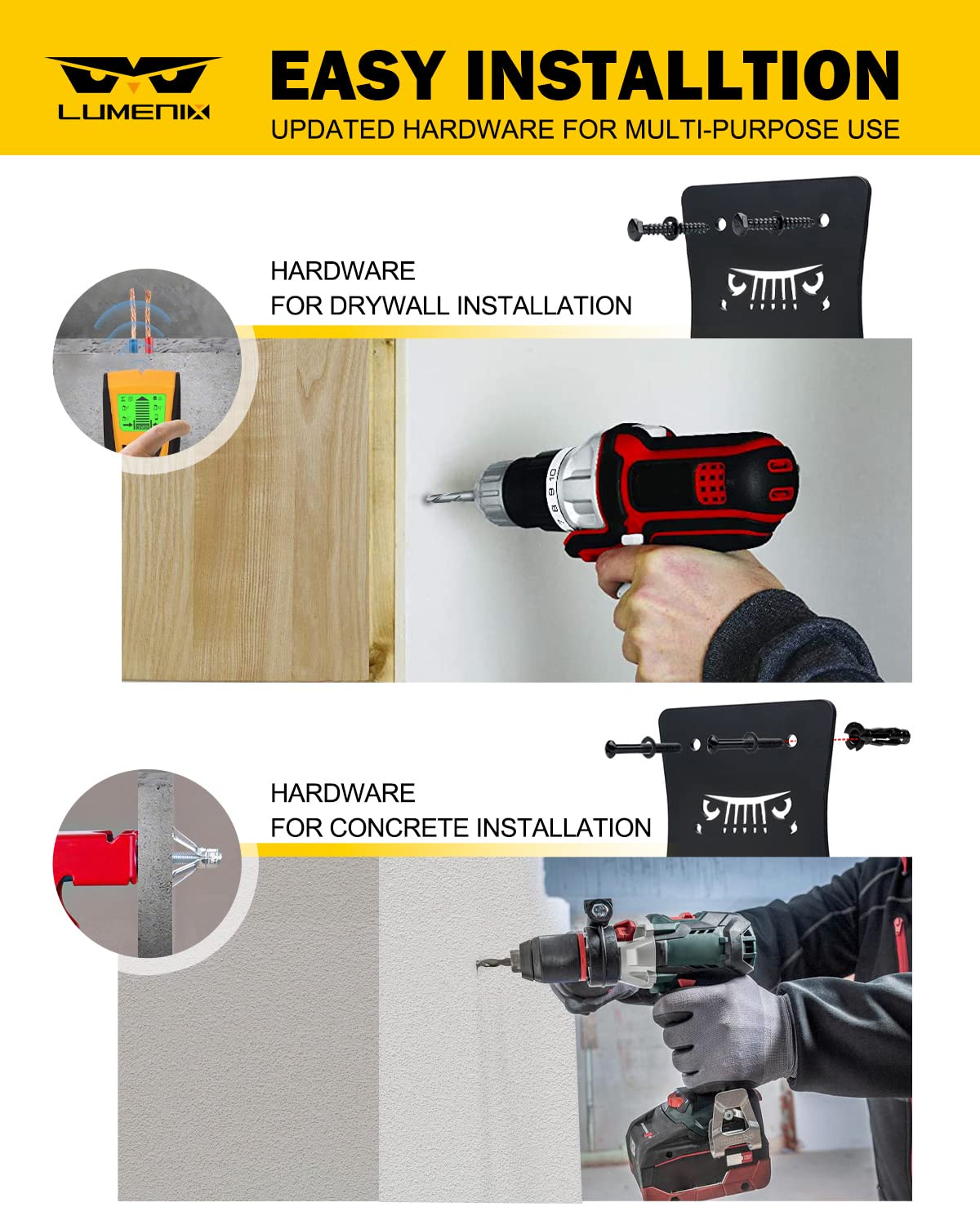 Lumenix Heavy Duty Door Storage Hangers Bracket, Wall-Mount Doors Holder Rack Compatible With 1956-2024 Jeep Wrangler Cj Yj Tj Jk Jku Jl Jlu Lj Jt(4 Pcs, Animal Pattern)