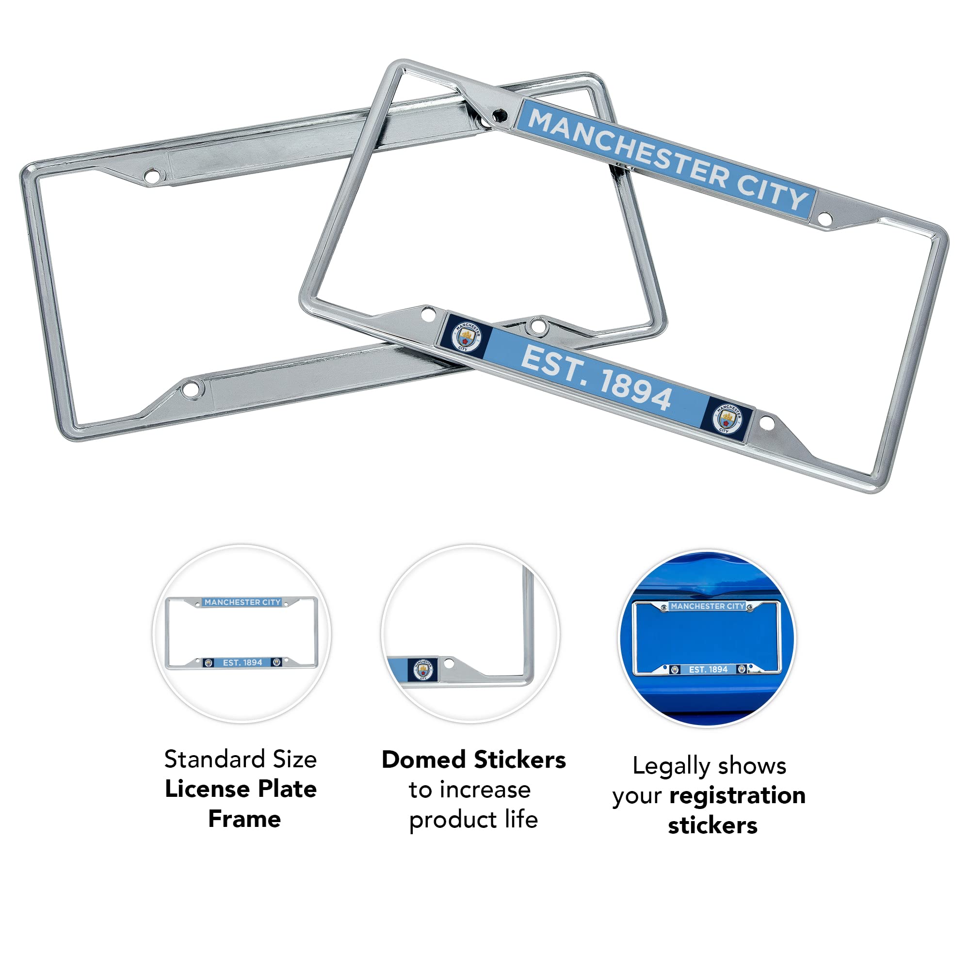 Desert Cactus Metal License Plate Frame - Standard Size, Multi Color, Man City MCFC Football Tag Holder for Front/Rear Car (Style 1)