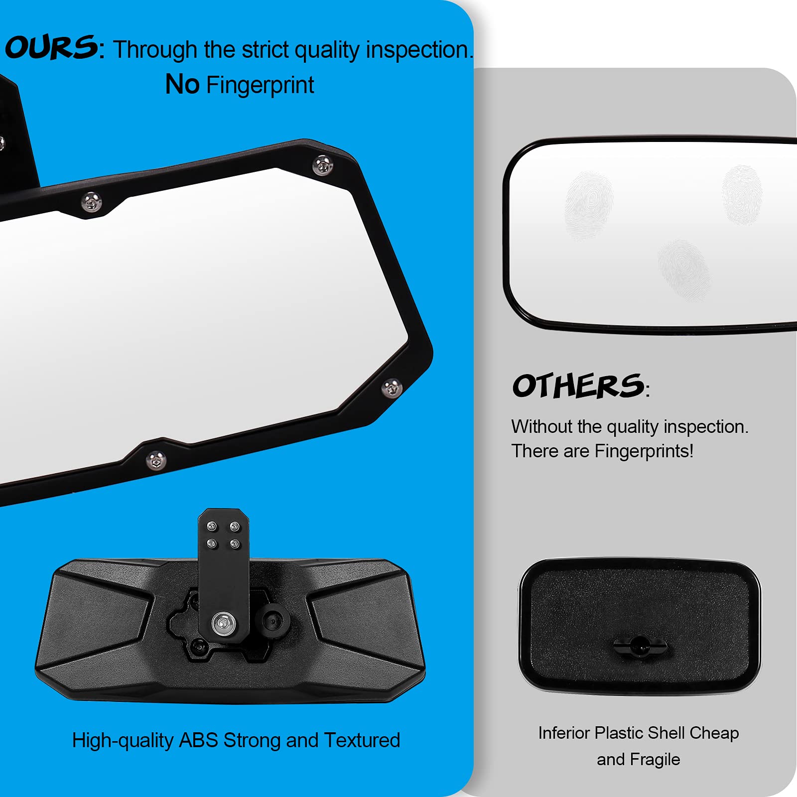 Utv Ranger Rear View Mirror And Side Mirrors Set Compatible With 2015-2024 Polaris Ranger 500 570 900 1000 Xp Crew Accessories W/Pro-Fit Profiled Tube Utv Center Mirror Accessories