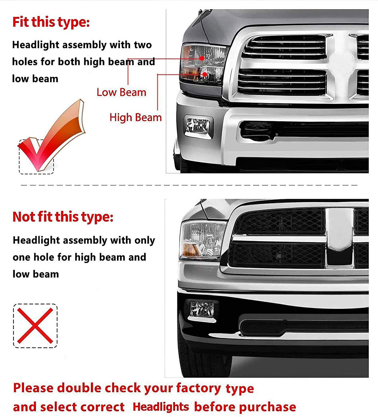 Dwvo Headlight Assembly Compatible With 2009-2018 Dodge Ram 1500/10-18 Dodge Ram 2500 3500/19-22 Ram 1500 Classic Pickup Headlamp Replacement Chrome Housing Amber Reflector (Quad Models Only)