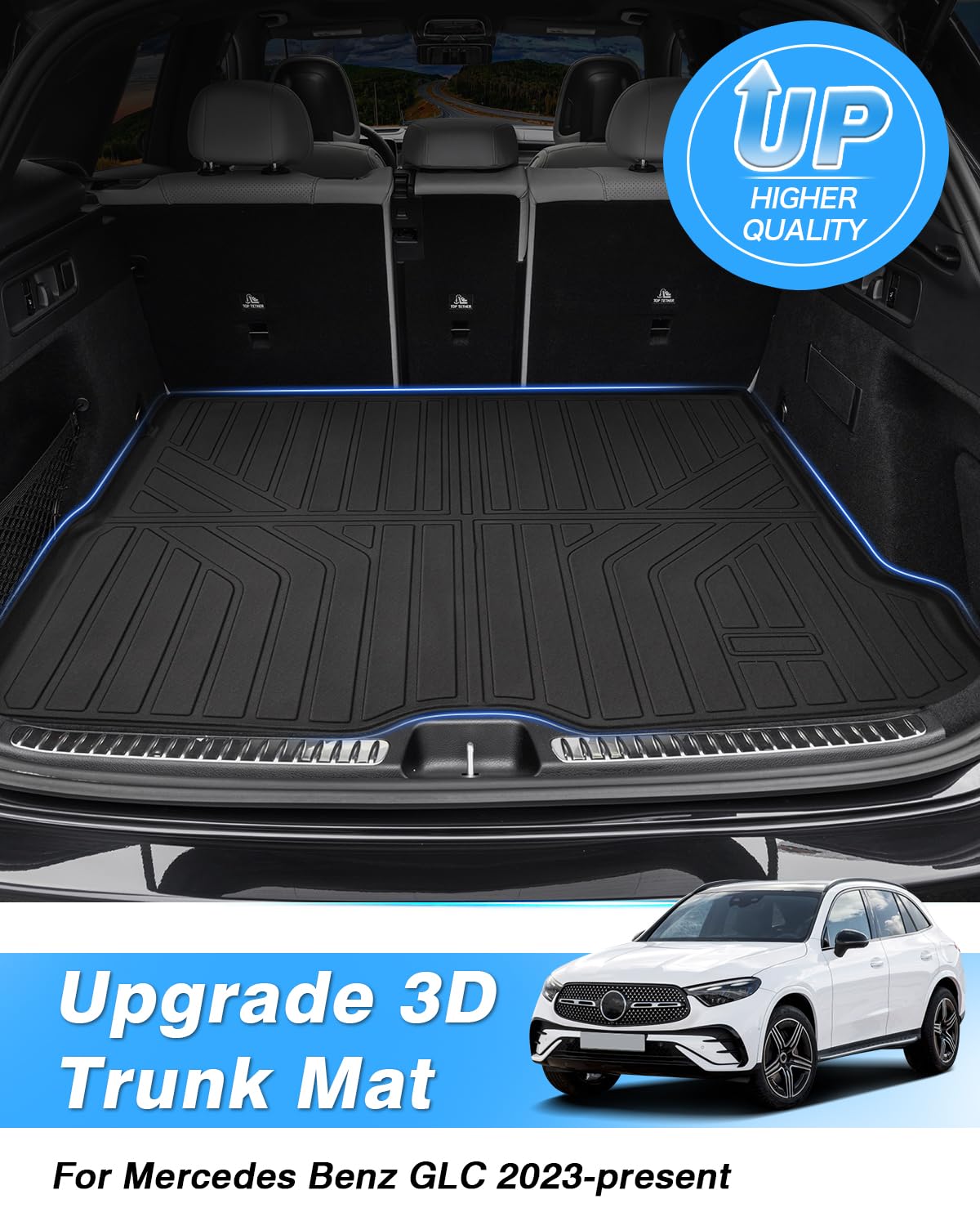 Powerty Trunk Mat Compatible For Mercedes-Benz Glc 2023 2024 2025 Accessories Cargo Mat All Weather Cargo Liner Rear Trunk Mat