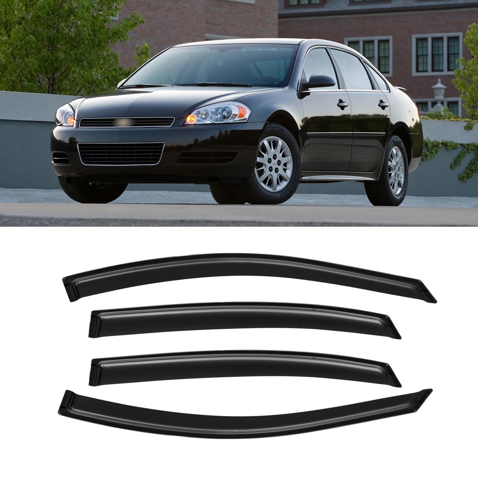 Window Rain Guards For 2006-2013 Chevy Chevrolet Impala & Impala Limited 2014-2016, Window Visor Guard Vent Wind Shade Deflector