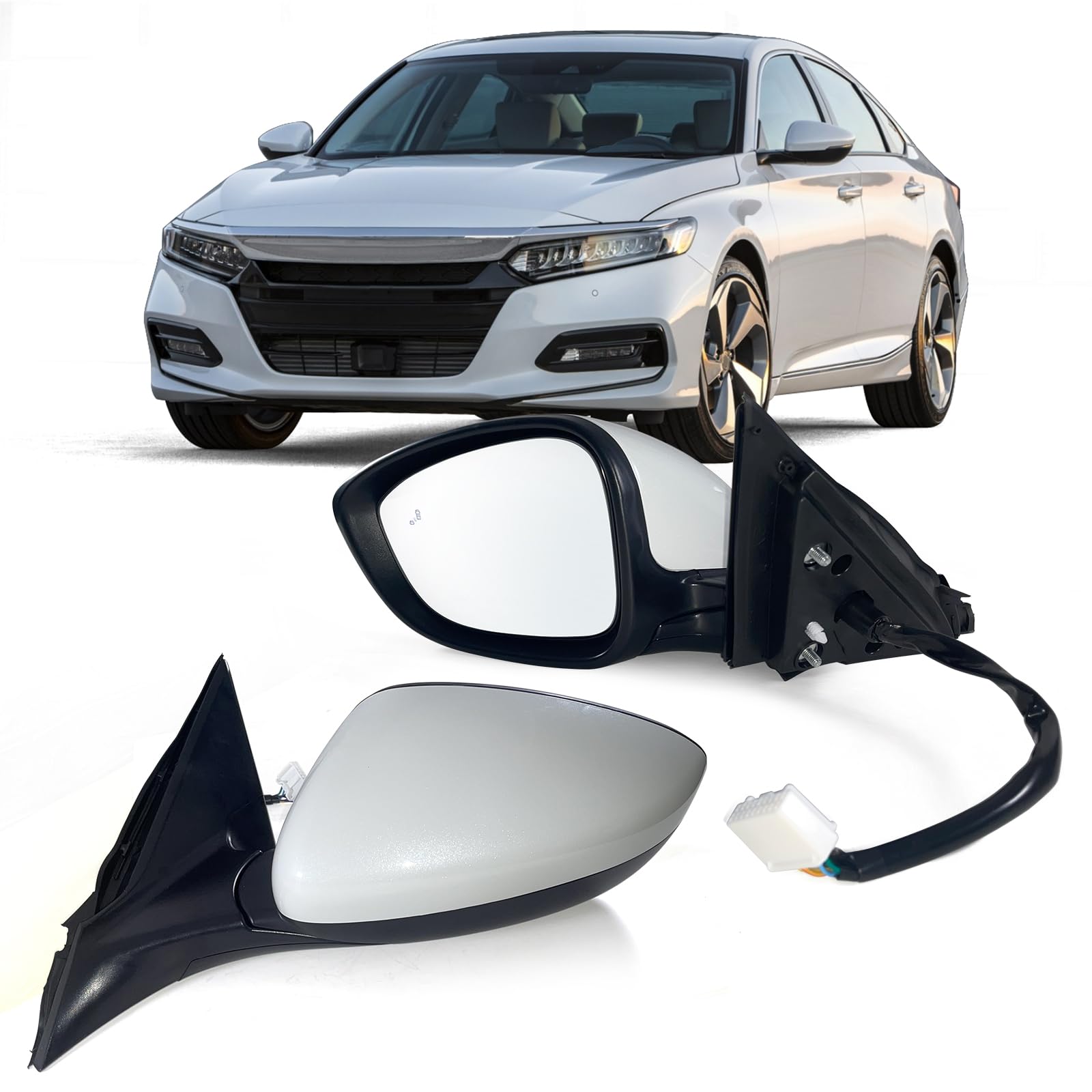 Lqito Left Driver Side Mirror Fits 2018-2022 Honda Accord Lx, Sport With Power Glass, Heated, Blind Spot Detection And Manual Fo