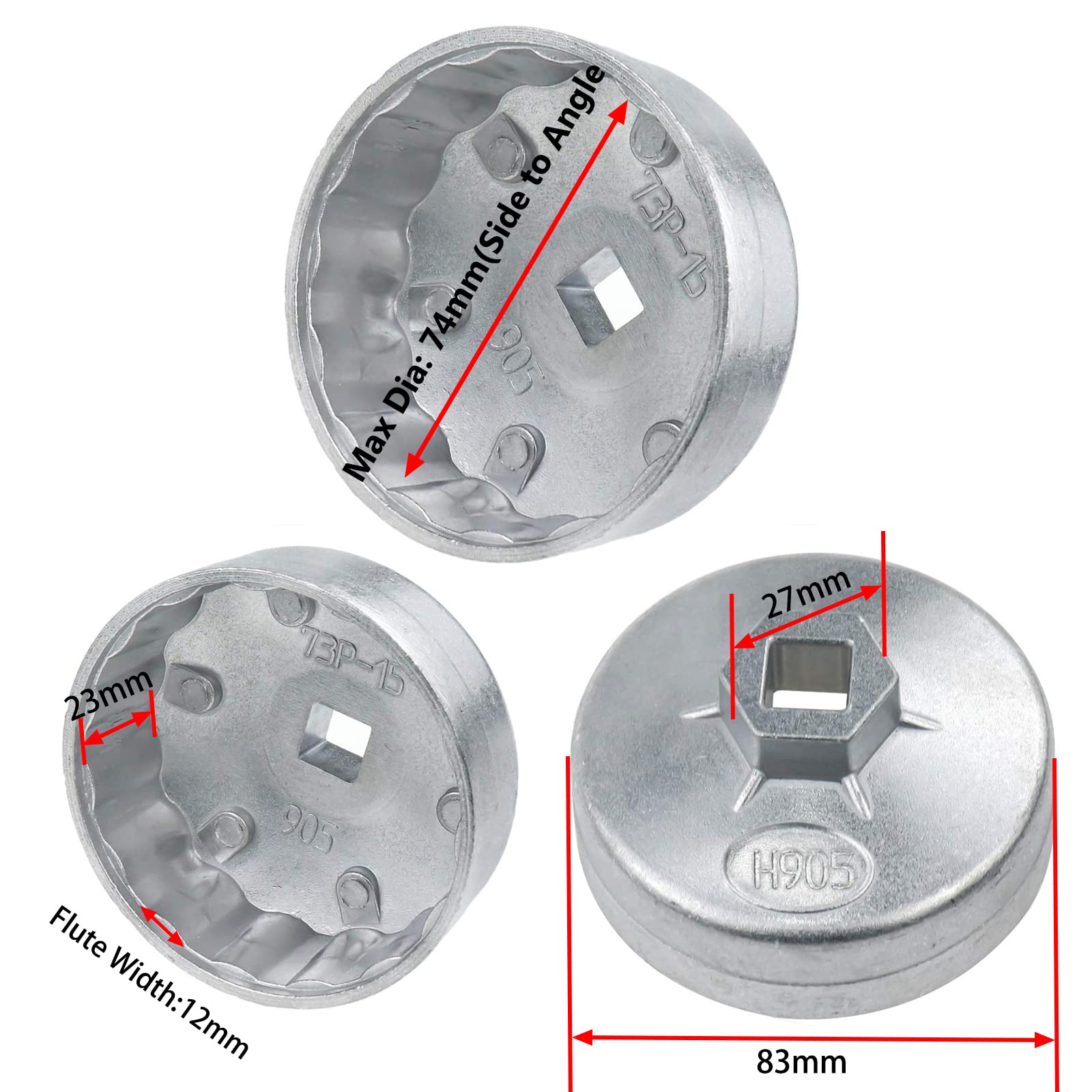 Rannb Oil Filter Wrench Filter Housing Caps Max Inner Dia 74Mm 15 Flutes Model 905