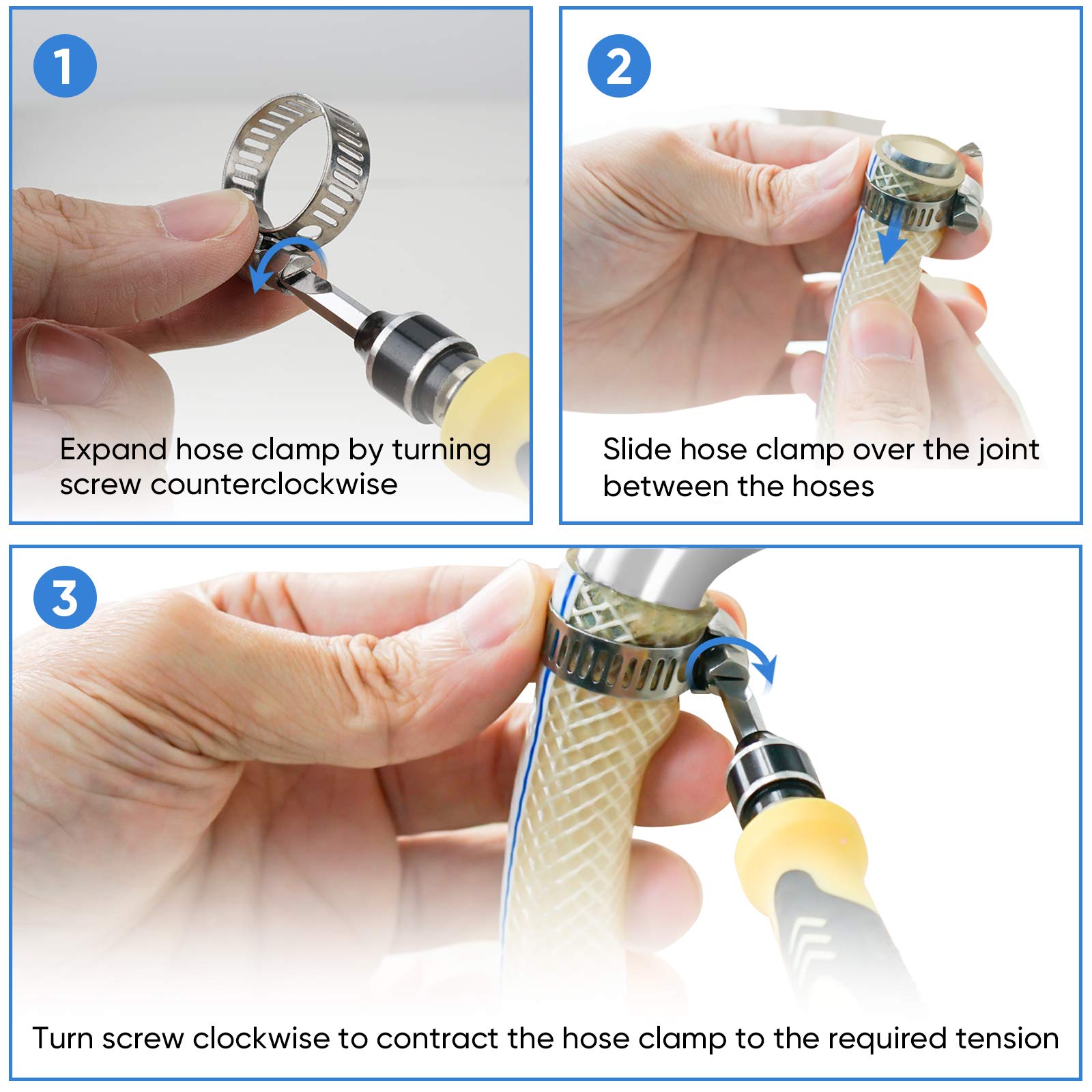 Ticonn 40Pcs Hose Clamp Set - 1/4''-1-1/8'' 304 Stainless Steel Worm Gear Hose Clamps For Pipe, Intercooler, Plumbing, Tube And Fuel Line