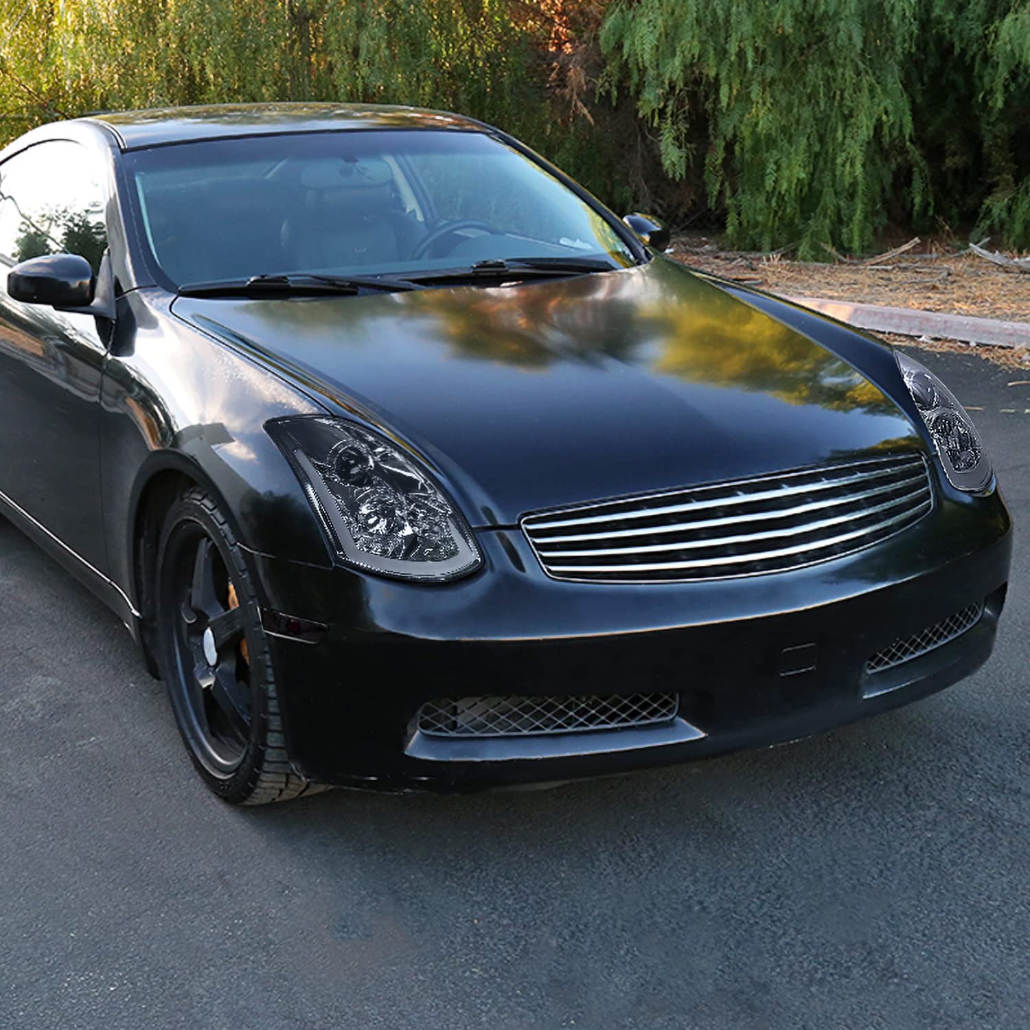 Spec-D Tuning Integrated Led & Signal Smoke Lens Projector Headlights Compatible With 2003-2007 Infiniti G35 Coupe, Left + Right