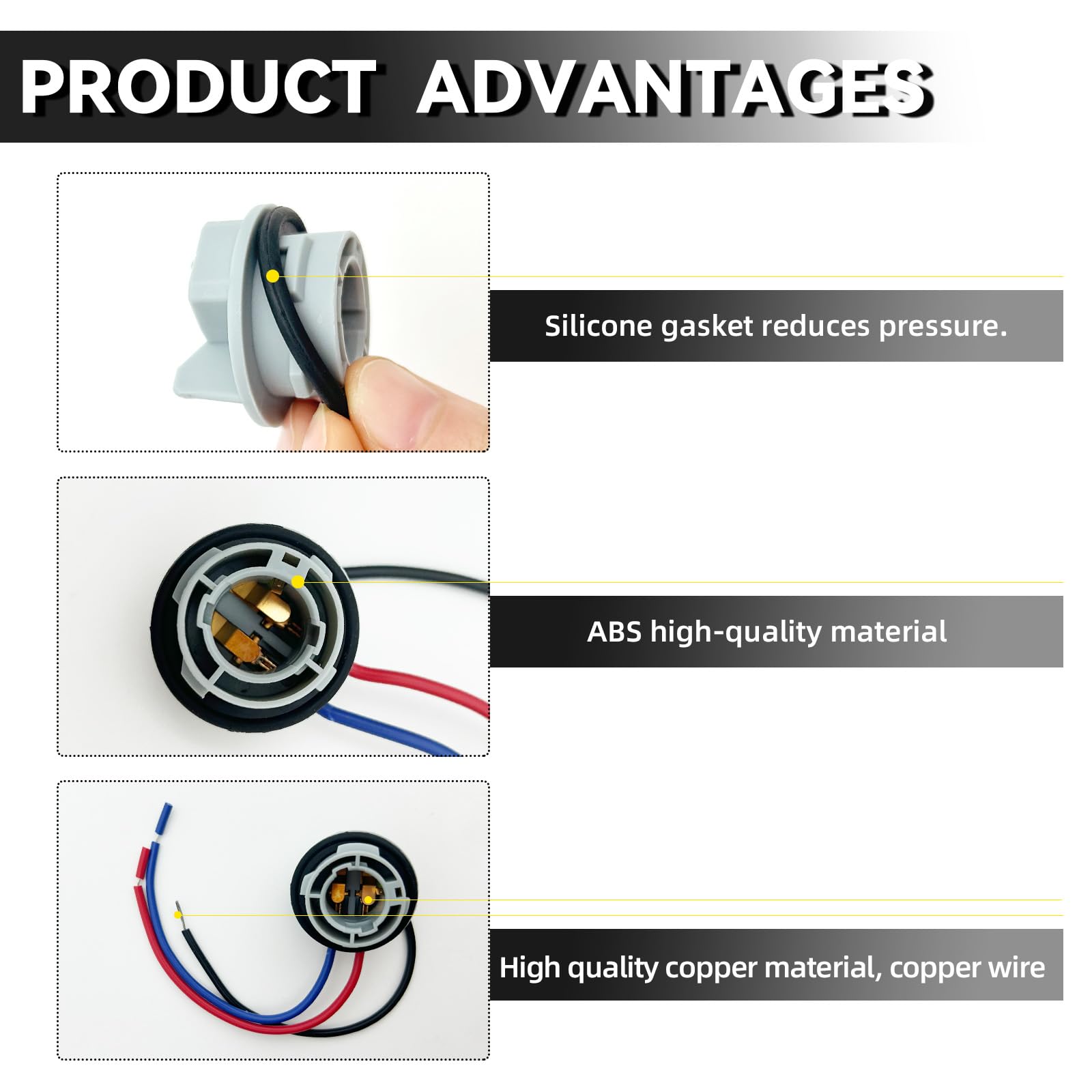 USTOPF1T 1157 LED Bulb Socket Plug, Signal Light Socket Wiring Harness, Automotive Plastic Waterproof Turn Signal Tail Light Bra